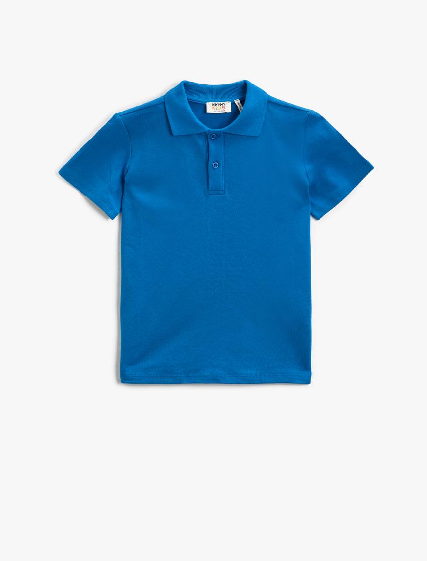  Erkek Çocuk Polo Yaka Tişört Pamuklu Basic Kısa Kollu