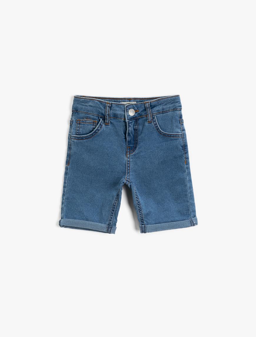  Erkek Çocuk Slim Fit Şort Pamuklu Cepli