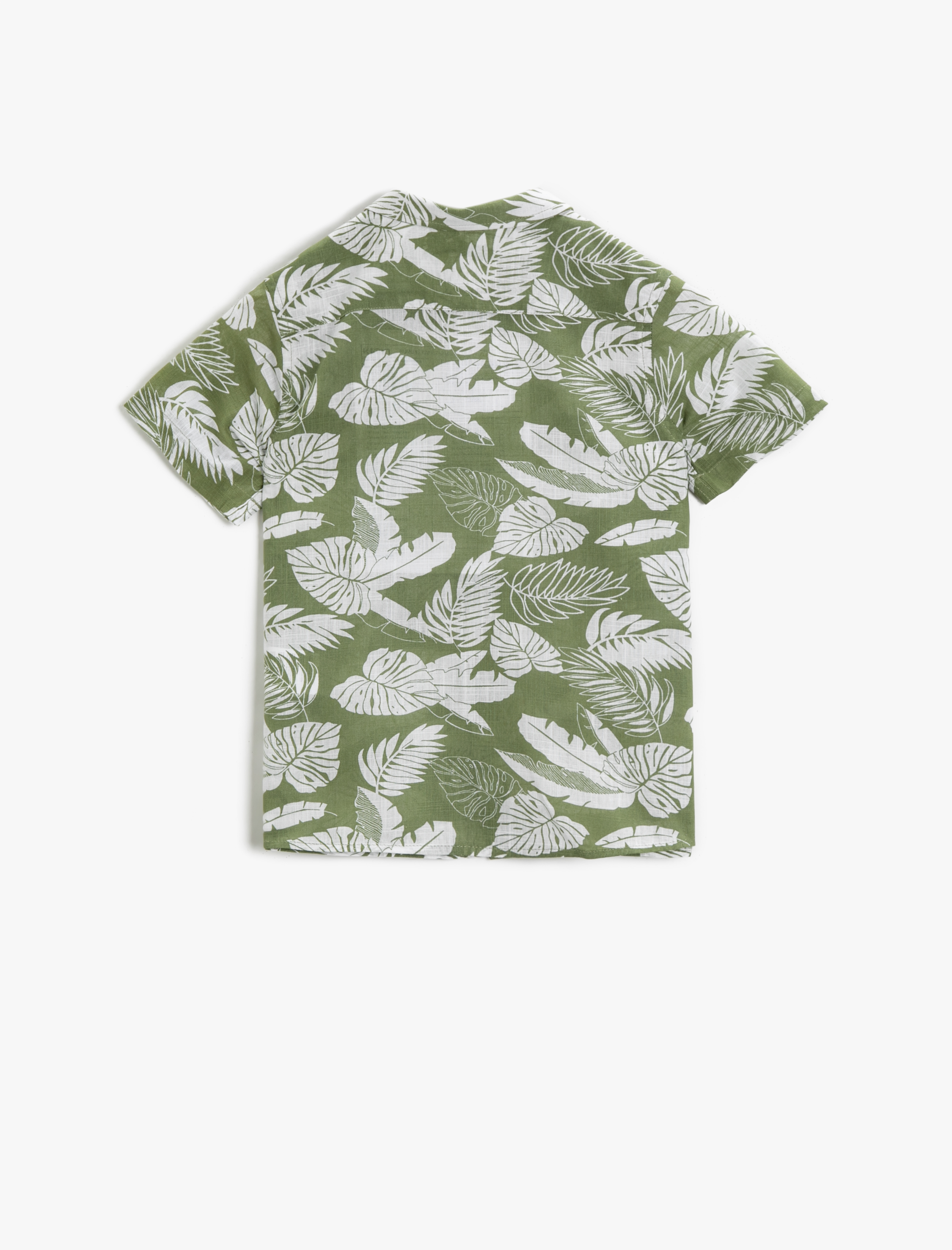  Erkek Çocuk Kısa Kollu Gömlek Yaprak Baskılı