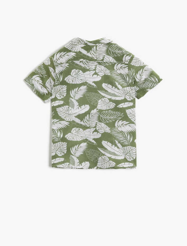 Erkek Çocuk Kısa Kollu Gömlek Yaprak Baskılı