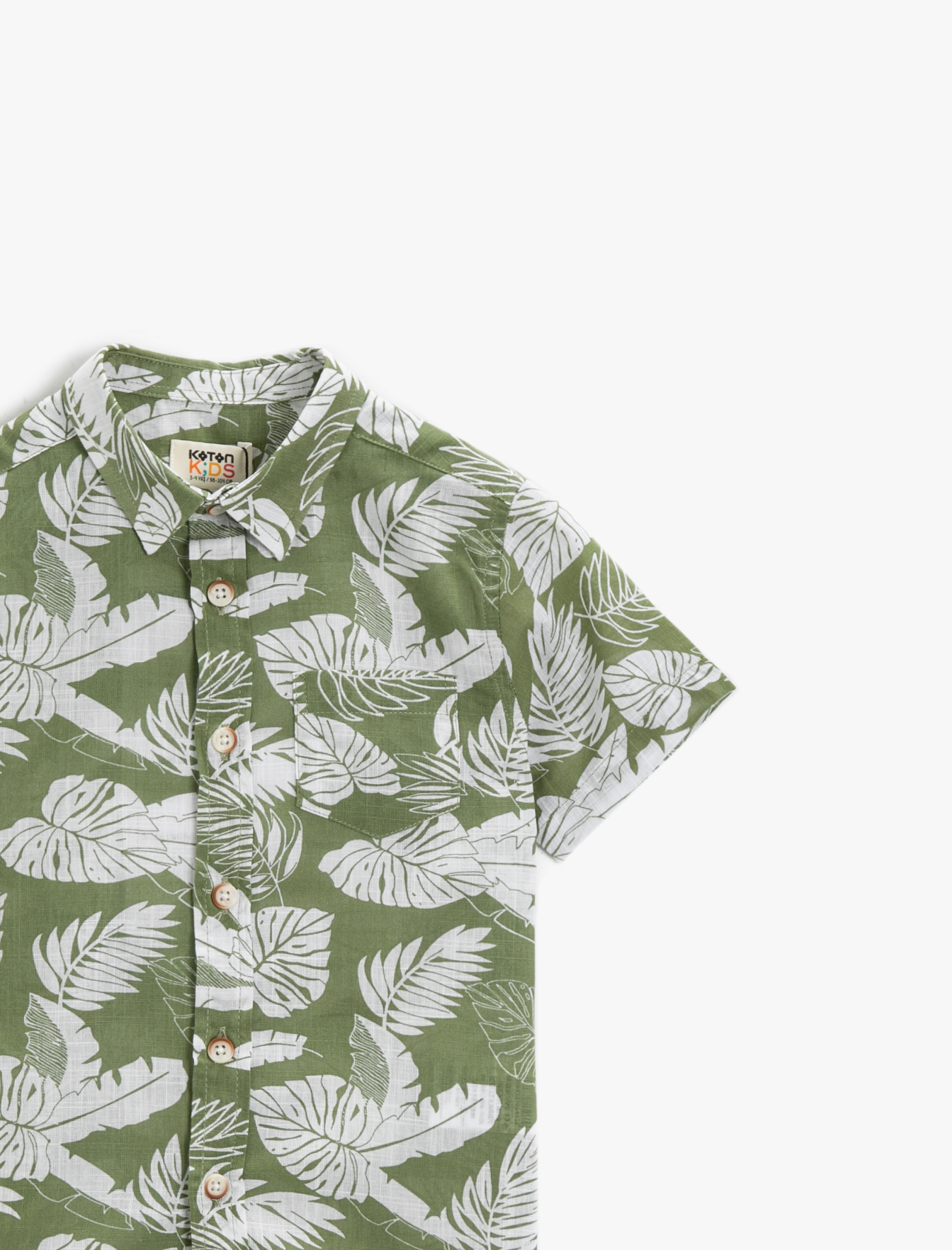  Erkek Çocuk Kısa Kollu Gömlek Yaprak Baskılı