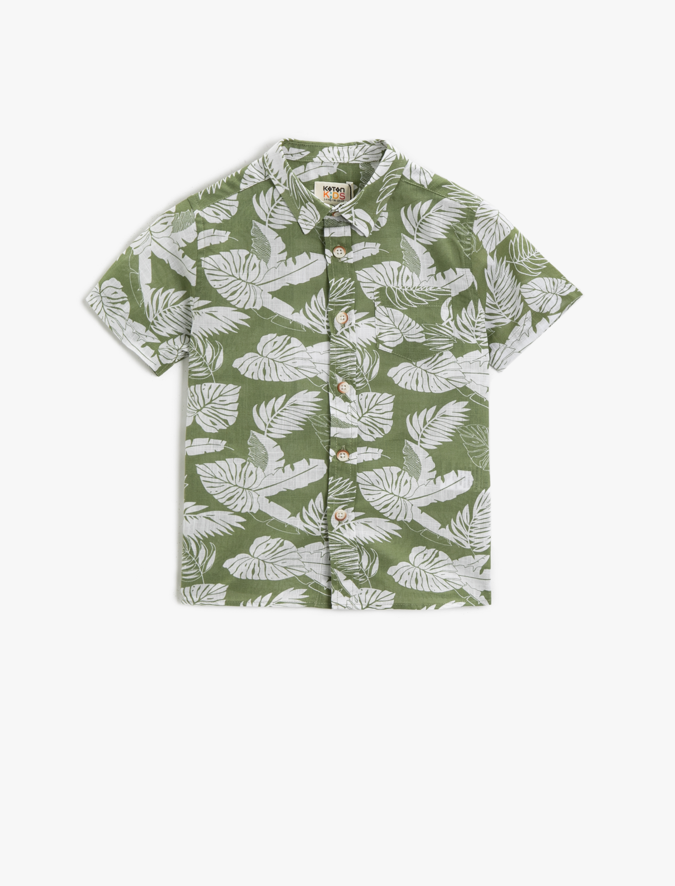  Erkek Çocuk Kısa Kollu Gömlek Yaprak Baskılı