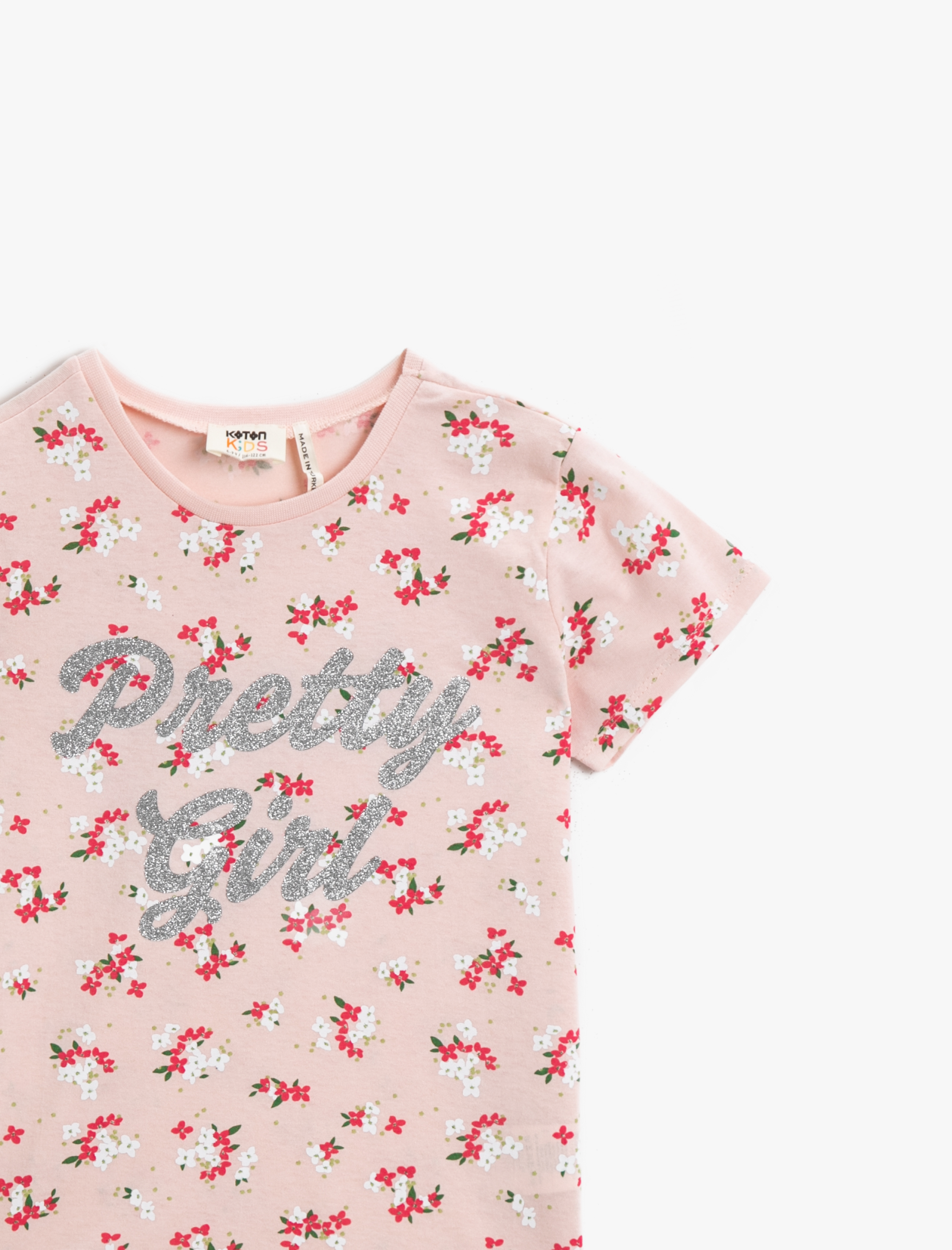  Kız Çocuk Baskılı Tişört Bisiklet Yaka  Pamuklu