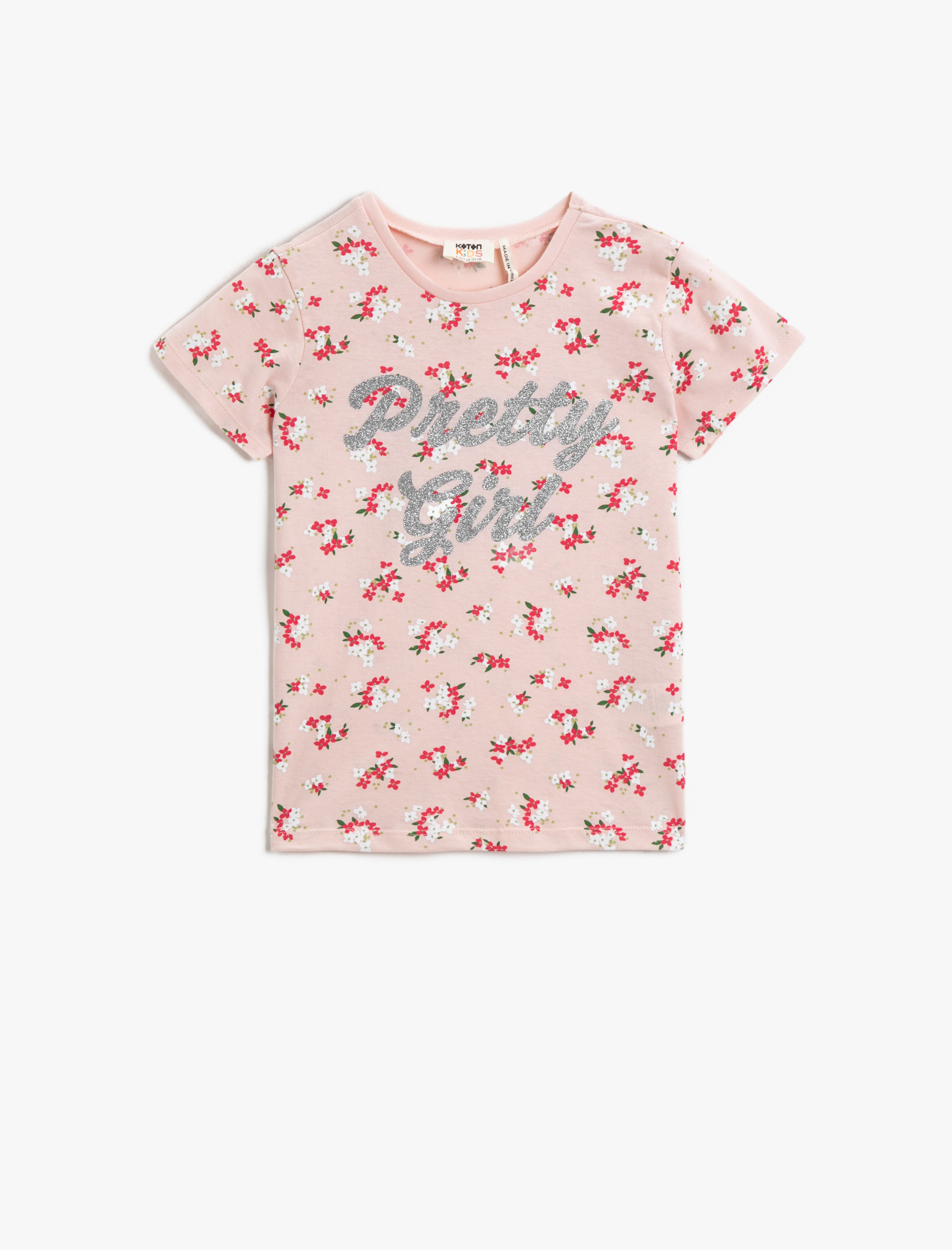  Kız Çocuk Baskılı Tişört Bisiklet Yaka  Pamuklu