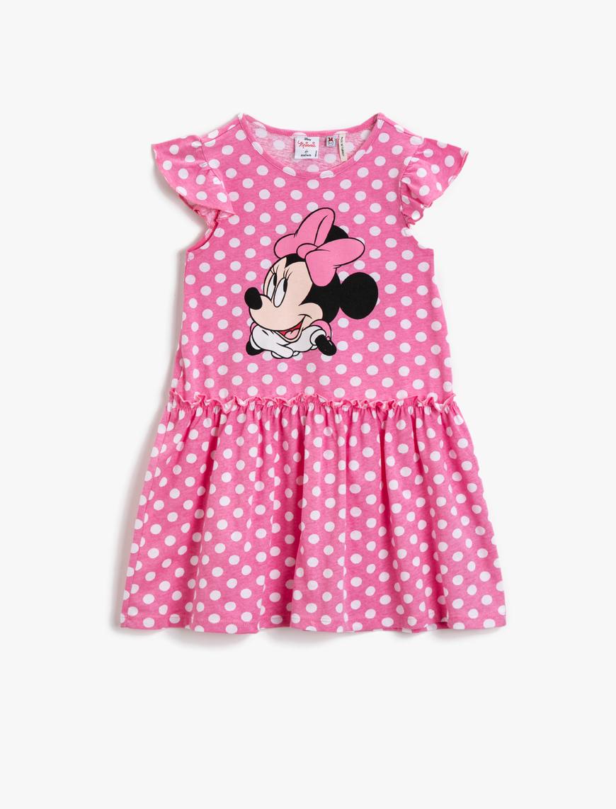  Kız Çocuk Mickey Mouse Elbise Lisanslı Pamuklu