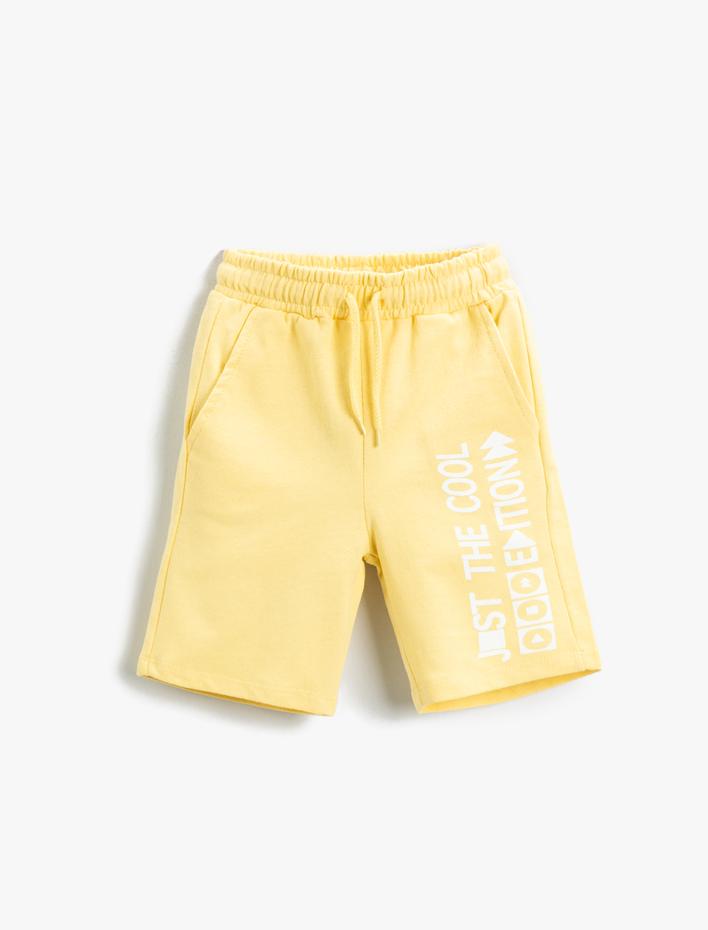 Erkek Çocuk Beli Lastikli Baskılı Şort Diz üstü Pamuklu