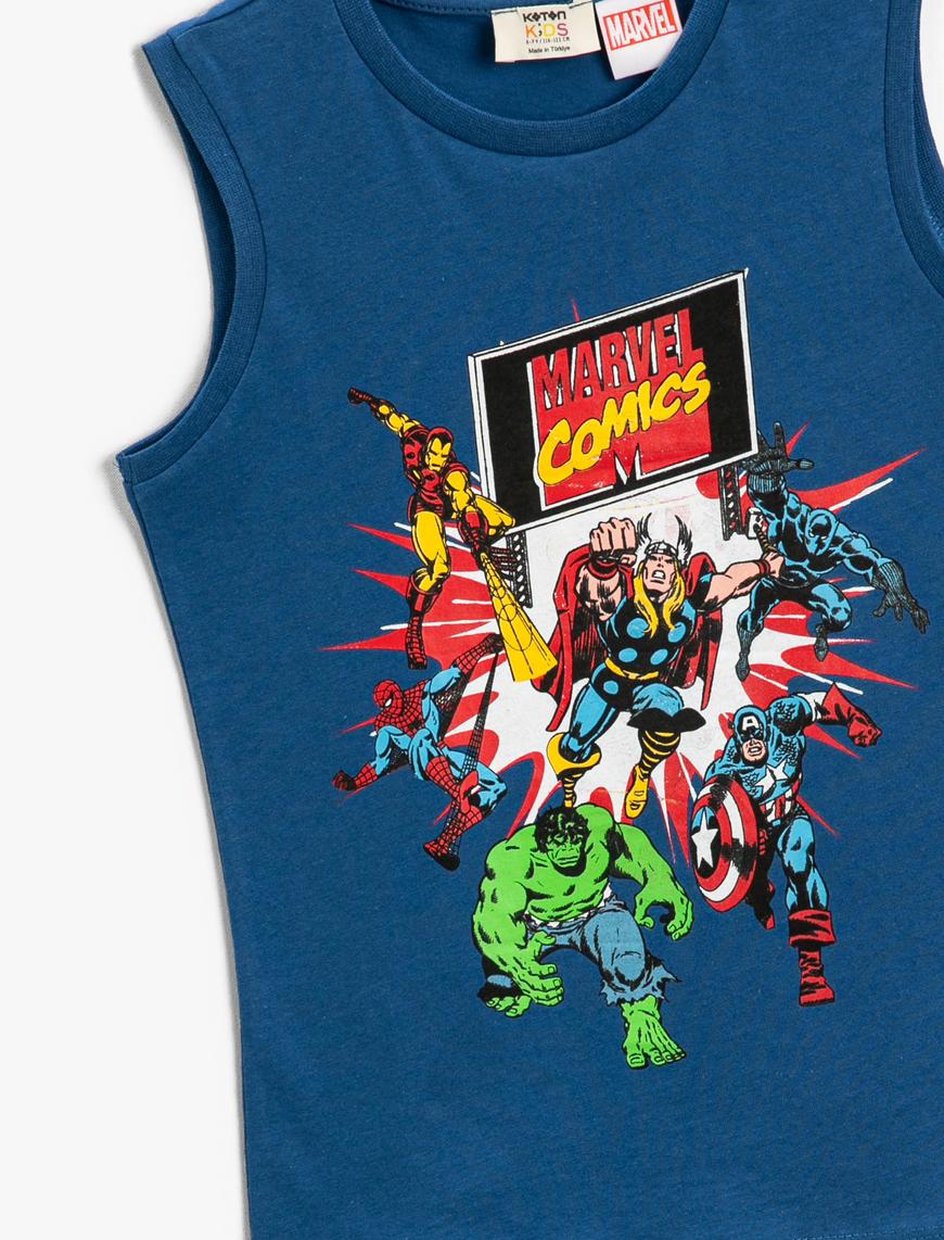 Erkek Çocuk Marvel Karakterleri Baskılı Lisanslı Atlet Bisiklet Yaka Pamuklu