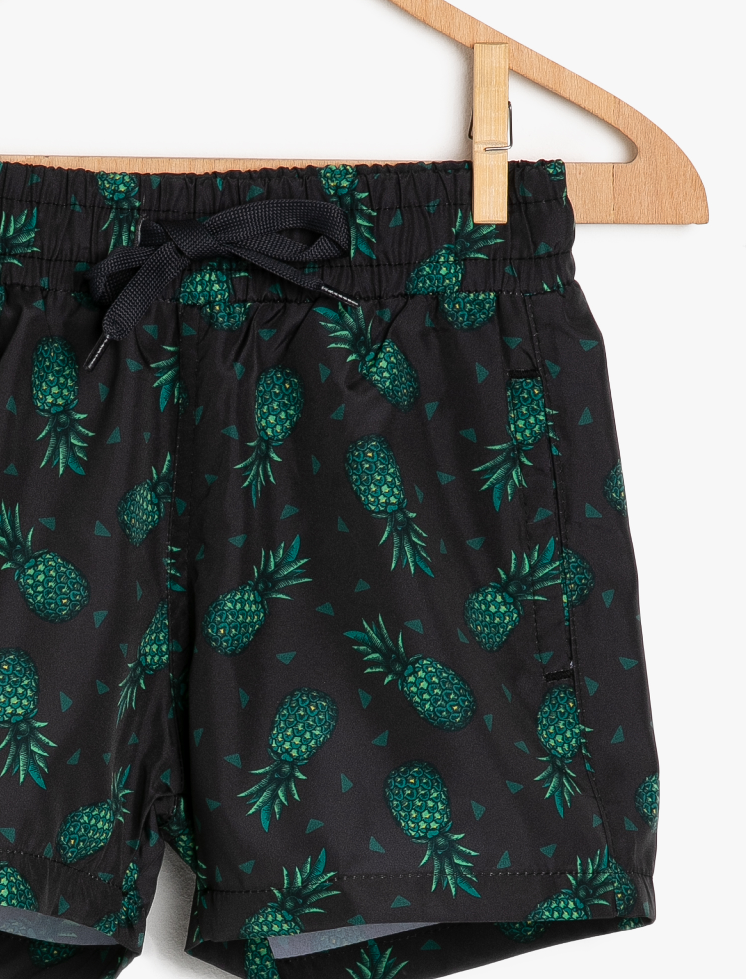  Erkek Çocuk Deniz Şortu Cepli Beli Bağlamalı Ananas Baskılı