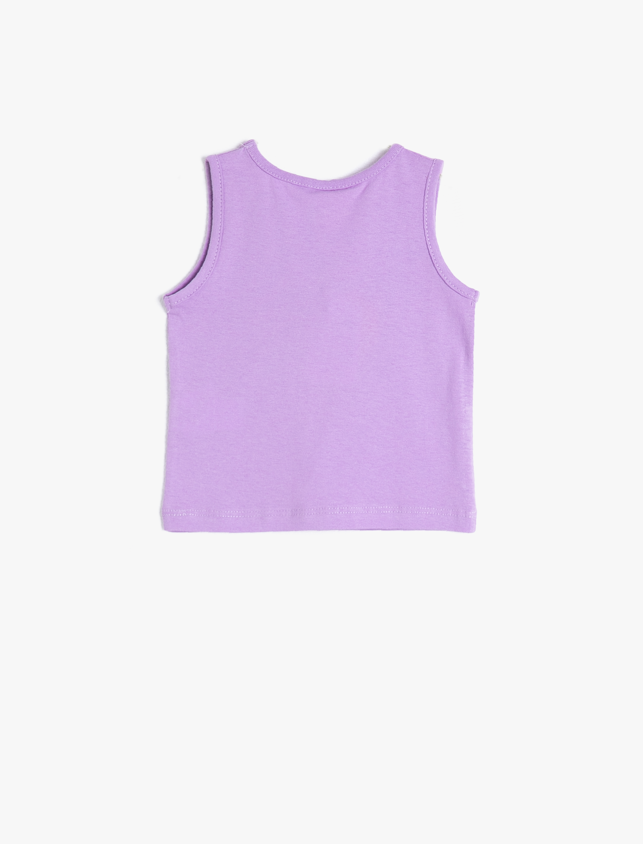  Kız Bebek Pamuklu Bisiklet Yaka Simli Baskılı Atlet