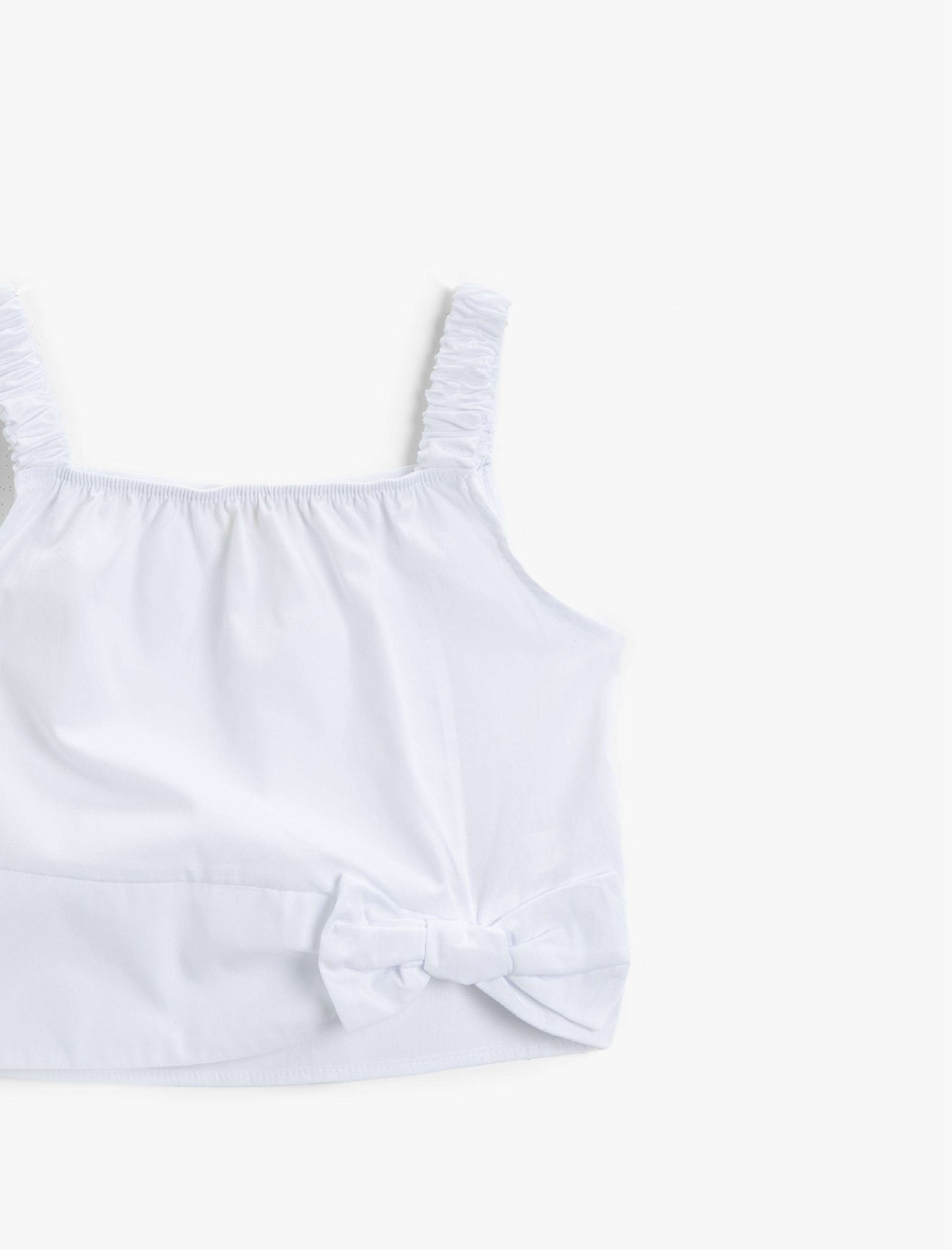  Kız Çocuk Kurdele Detaylı Bluz Askılı Pamuklu