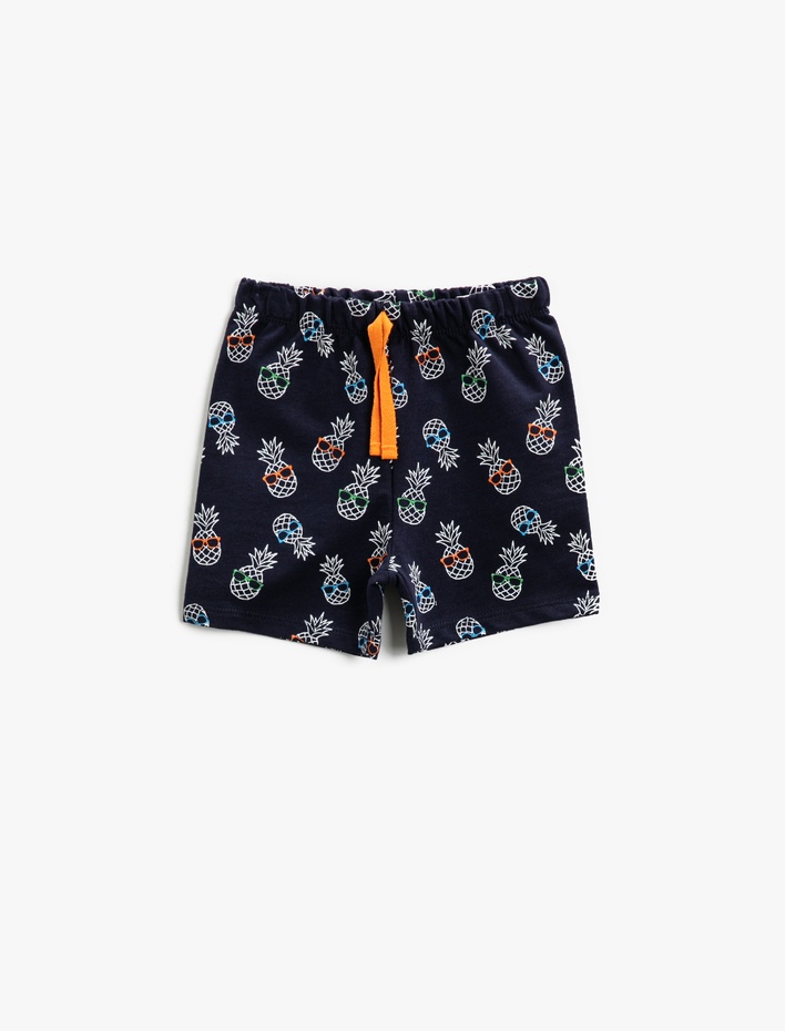 Erkek Bebek Baskılı Şort Belden Bağlamalı