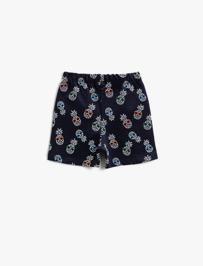 Erkek Bebek Baskılı Şort Belden Bağlamalı