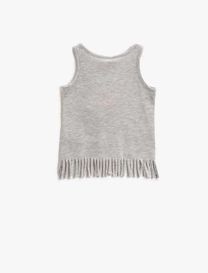 Kız Bebek Püsküllü Atlet Pamuklu Bisiklet Yaka Baskılı