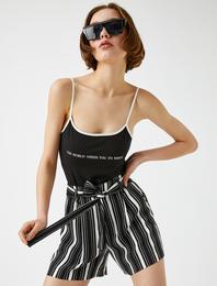 Çizgili Şort Kuşaklı