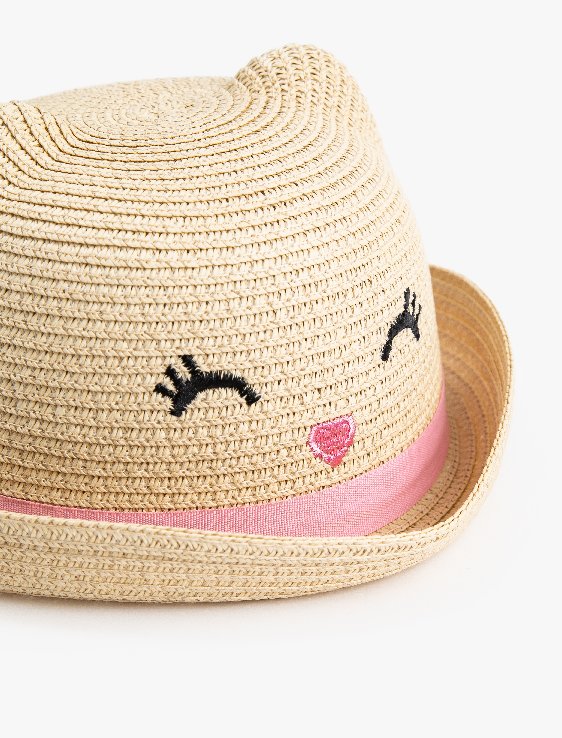  Kız Çocuk 3D Aplikeli Hasır Şapka