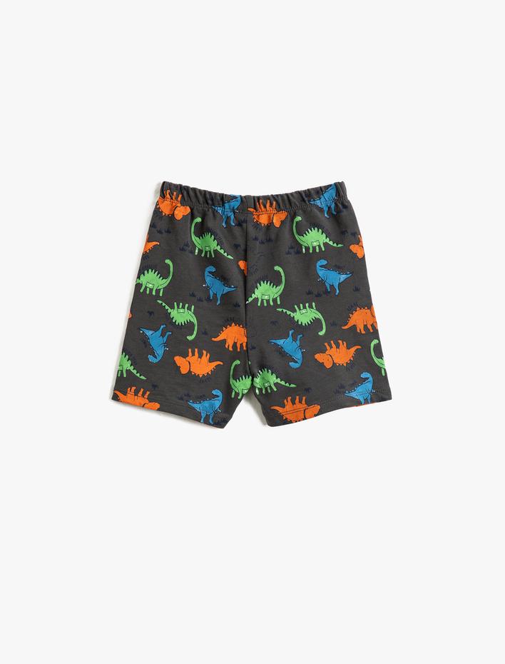 Erkek Bebek Dinozor Baskılı Şort Beli Bağlamalı