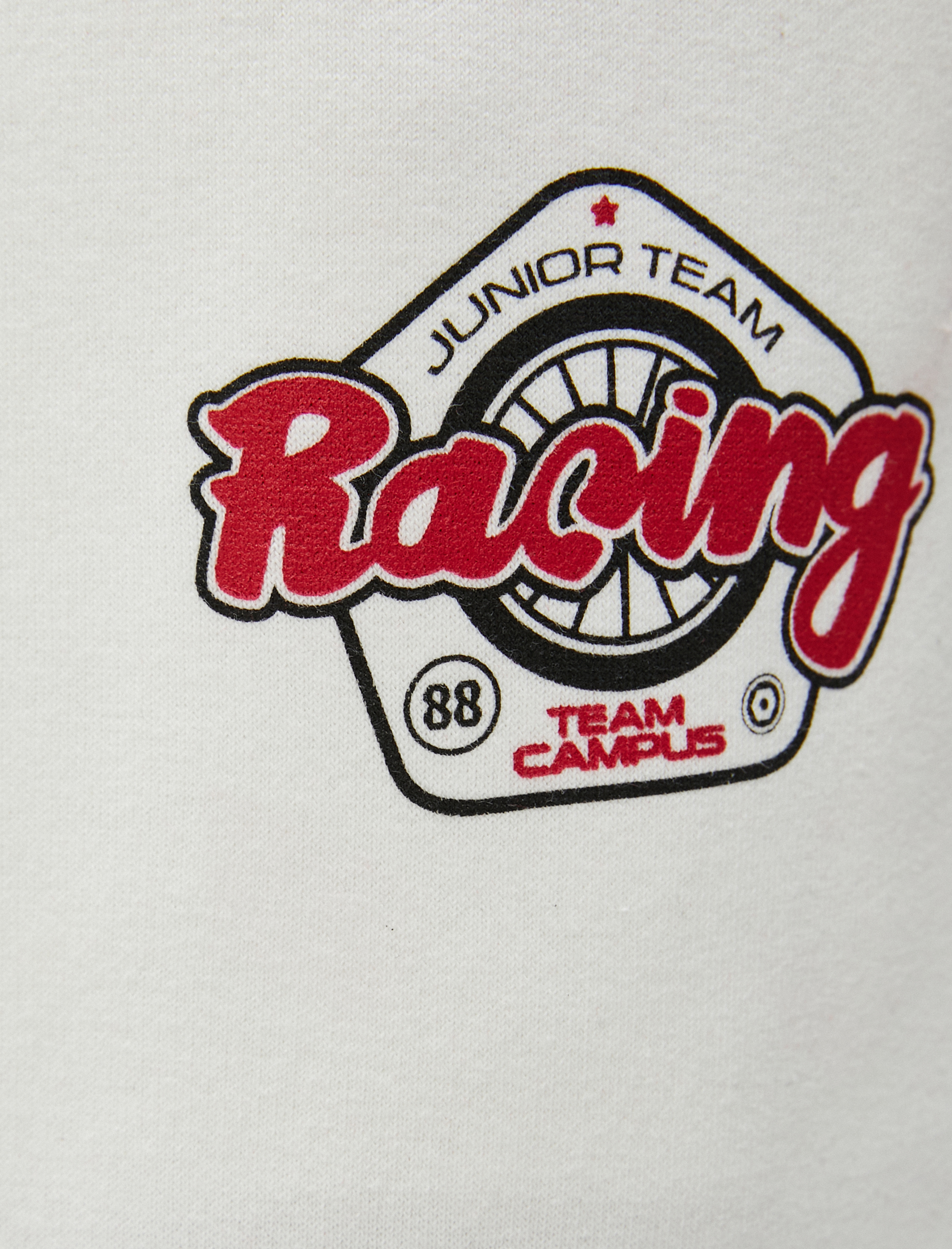   Yarış Temalı Jogger Eşofman Altı Baskılı Beli Bağcıklı Çift Cepli Şardonlu