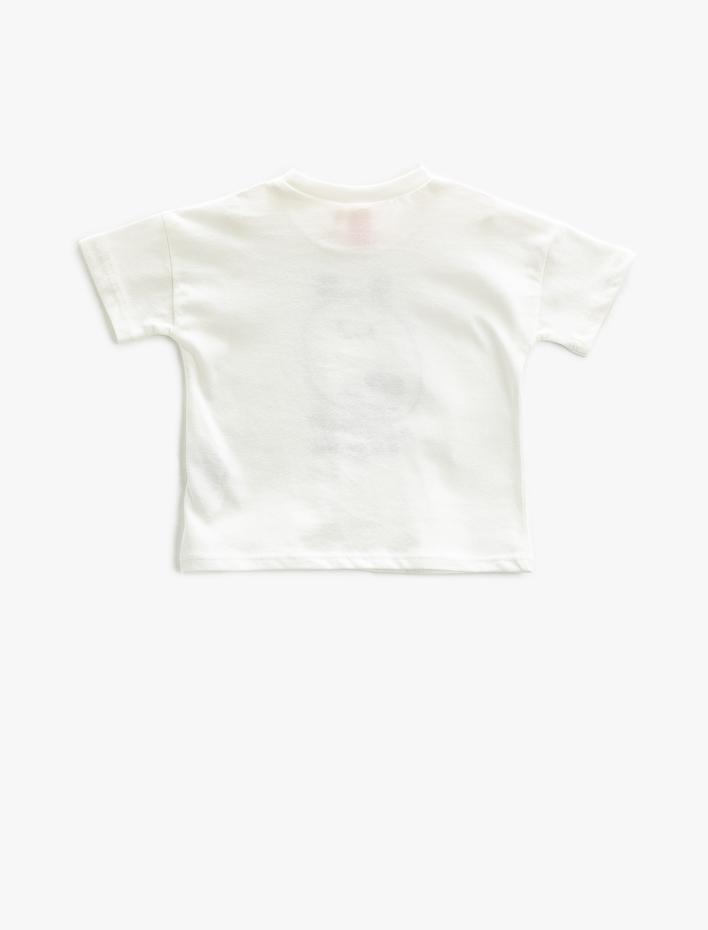 Erkek Bebek Kısa Kollu Tişört Bisiklet Yaka  Köpek Baskılı