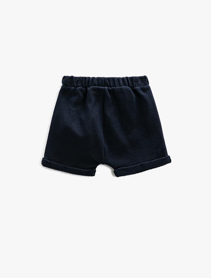 Erkek Bebek Basic Şort Beli Bağlamalı Cepli Dokulu