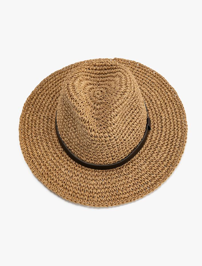Kadın Bant Detaylı Hasır Fötr Şapka