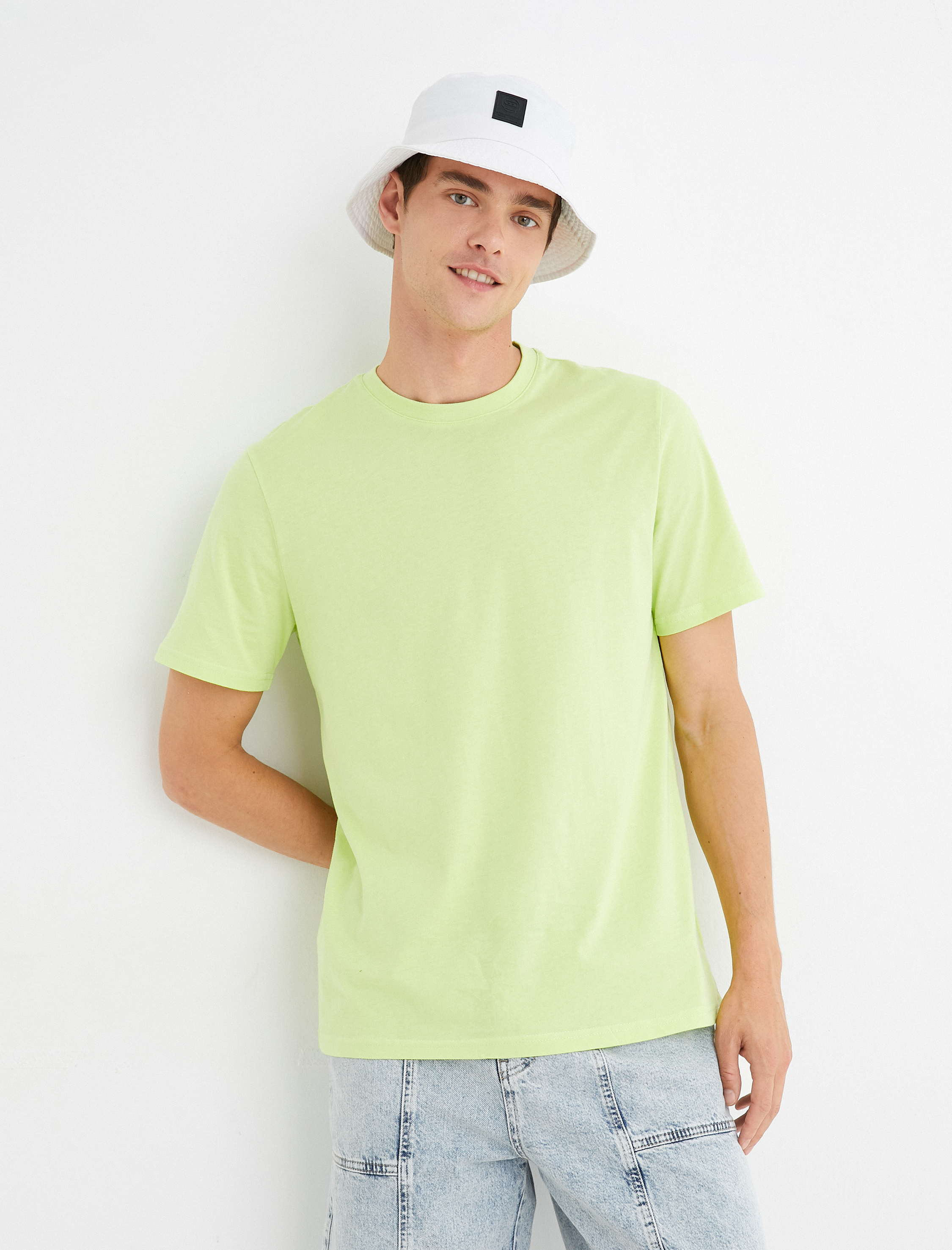   Basic Tişört Bisiklet Yaka Kısa Kollu Pamuklu