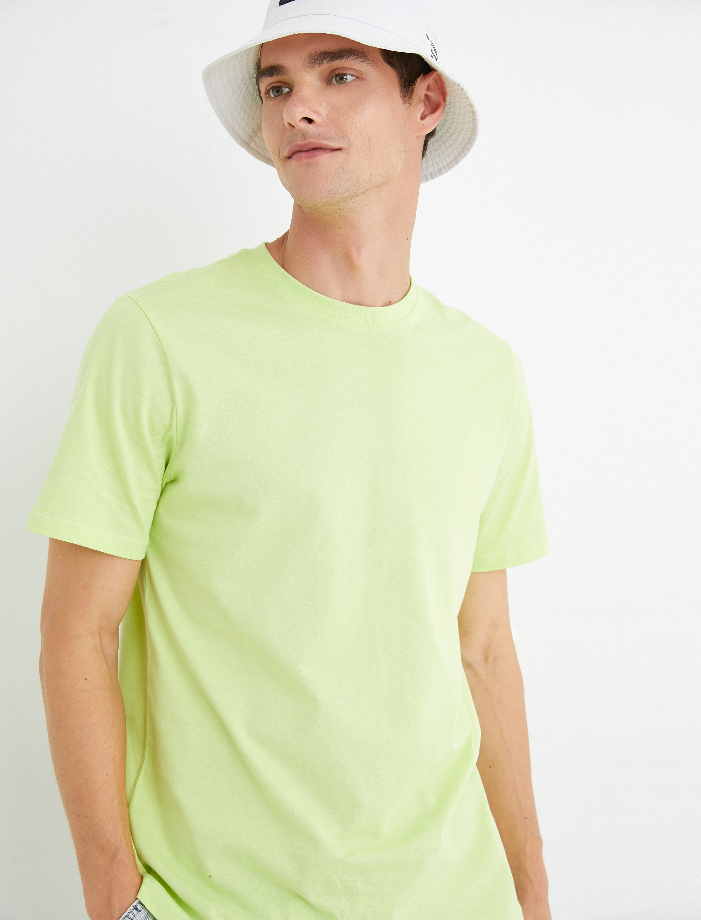   Basic Tişört Bisiklet Yaka Kısa Kollu Pamuklu