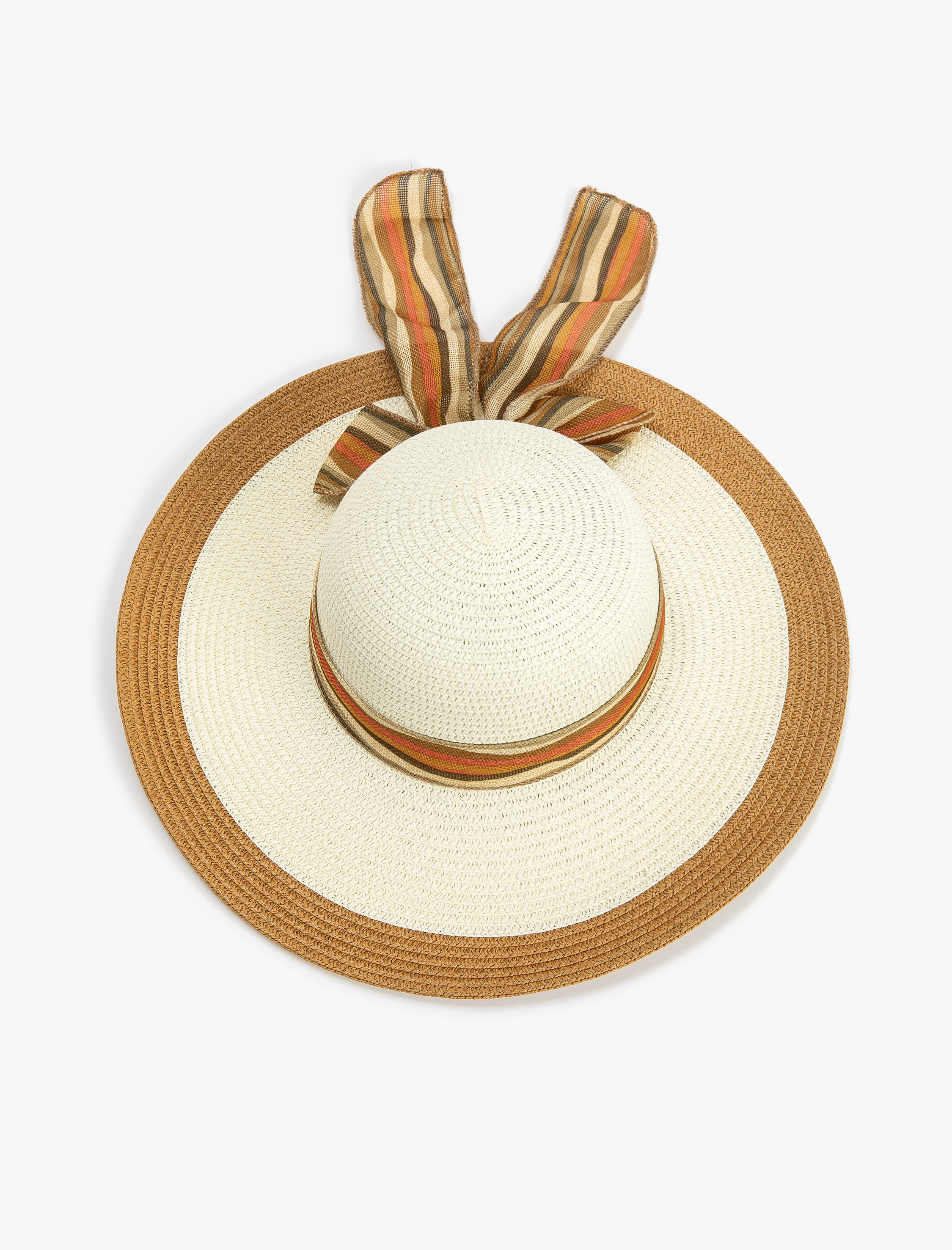  Kadın Hasır Şapka Fiyonk Kuşak Detaylı