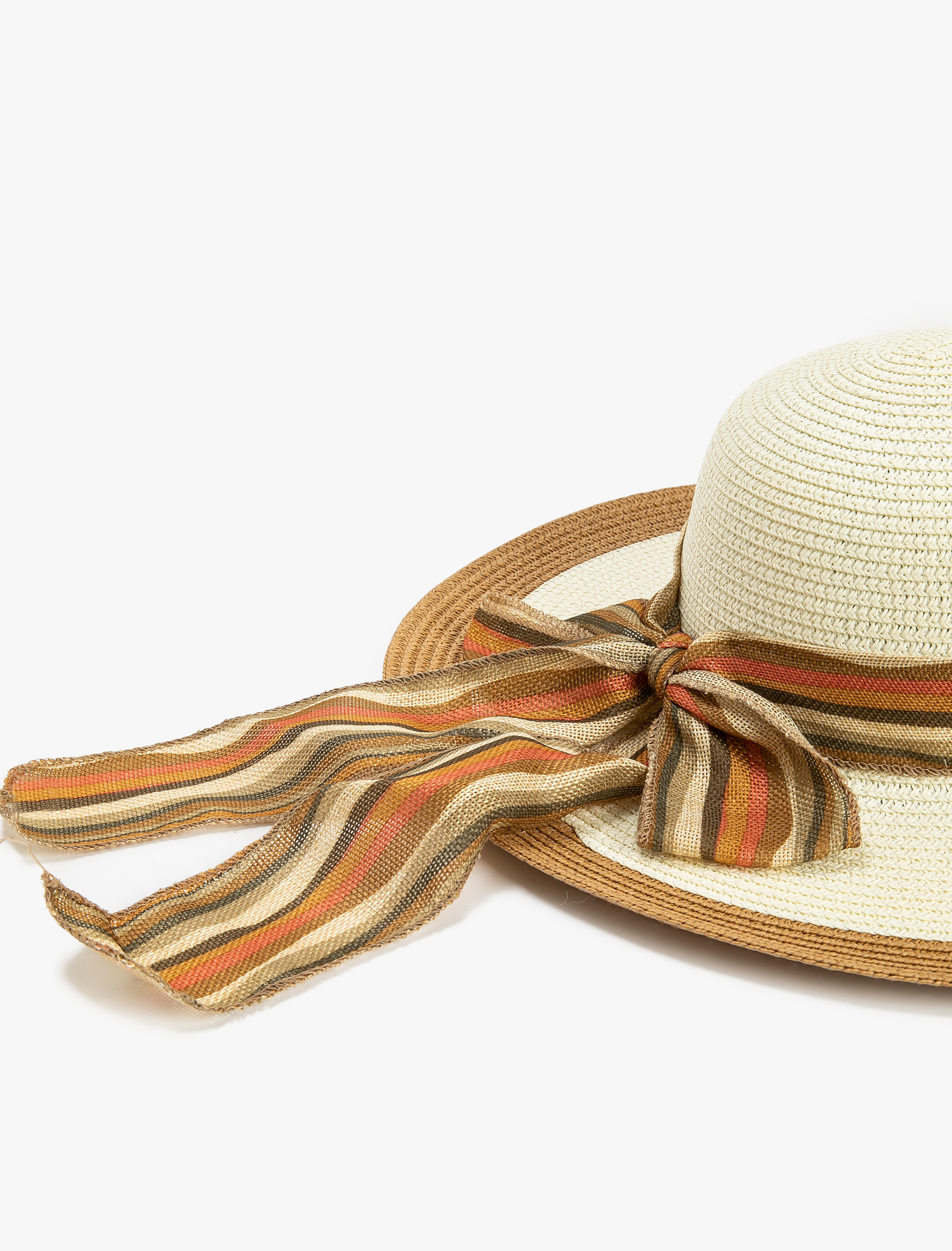  Kadın Hasır Şapka Fiyonk Kuşak Detaylı