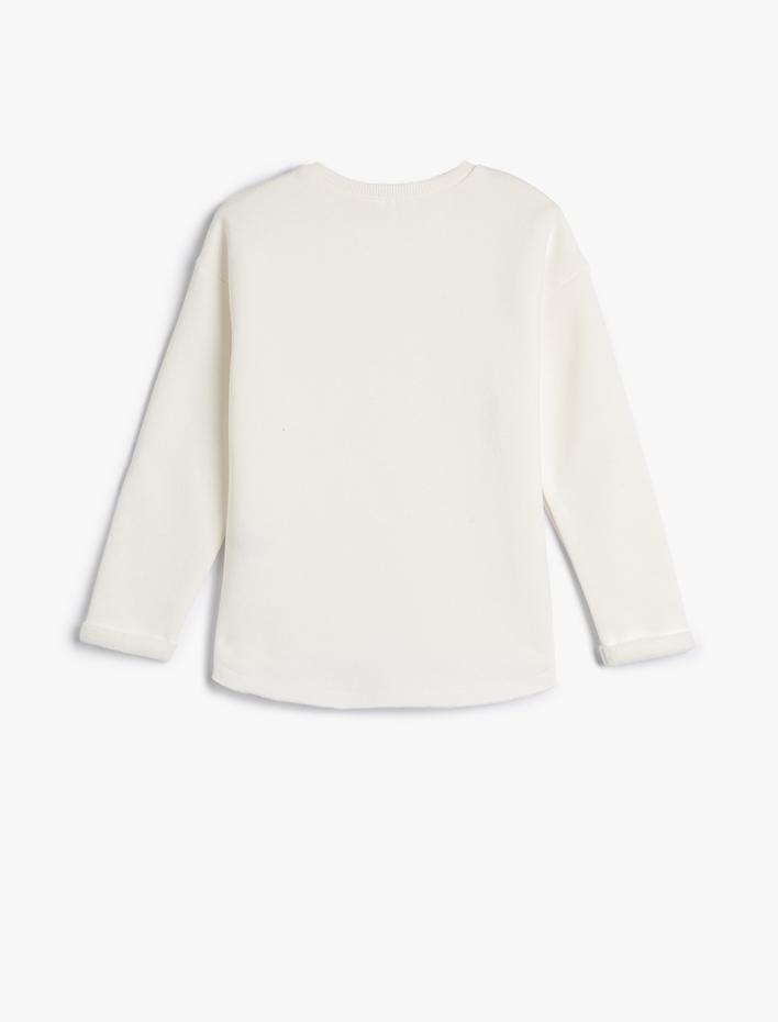 Kız Çocuk Basic Sweatshirt Bisiklet Yaka İçi Polarlı Pamuk Karışımlı