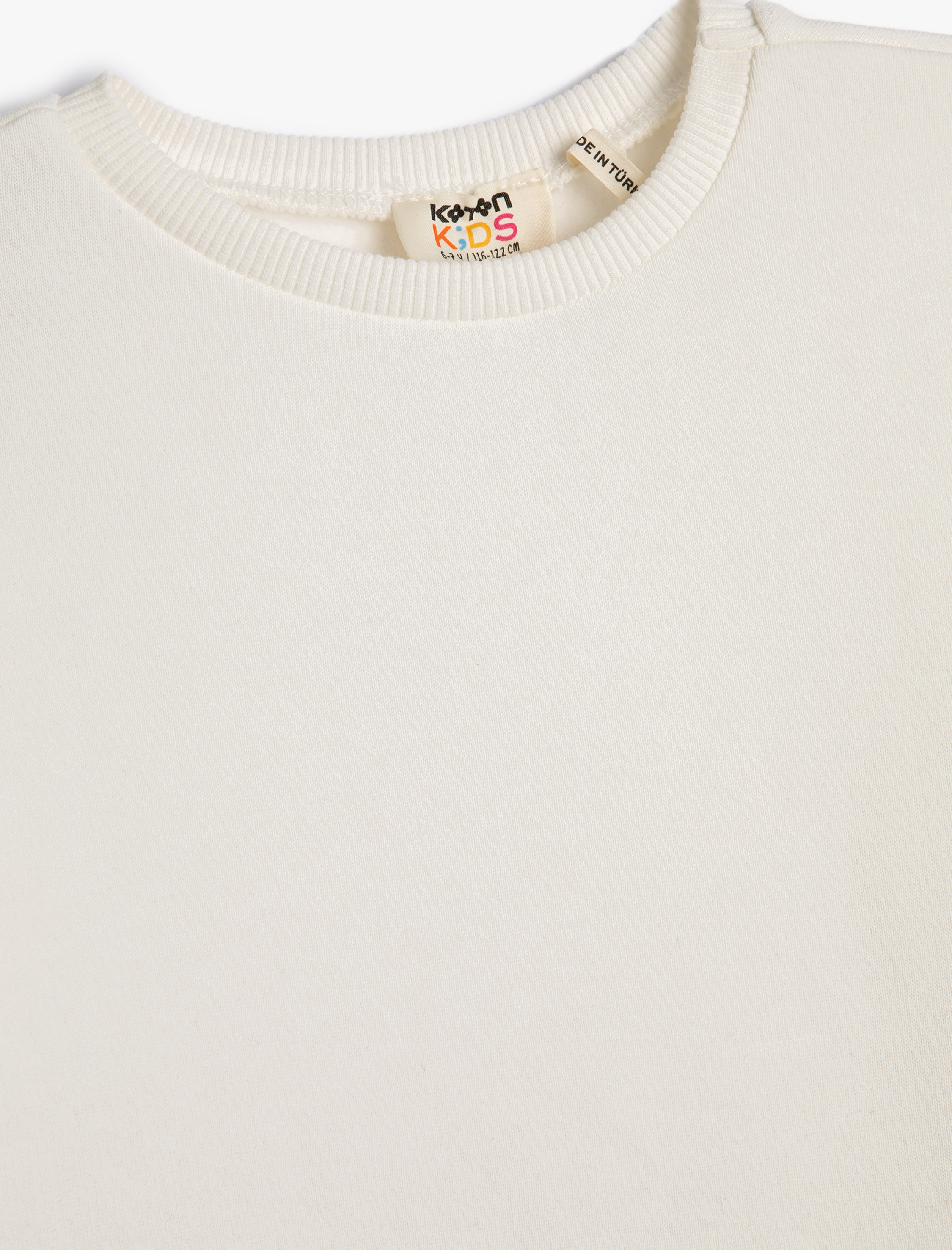  Kız Çocuk Basic Sweatshirt Bisiklet Yaka İçi Polarlı Pamuk Karışımlı