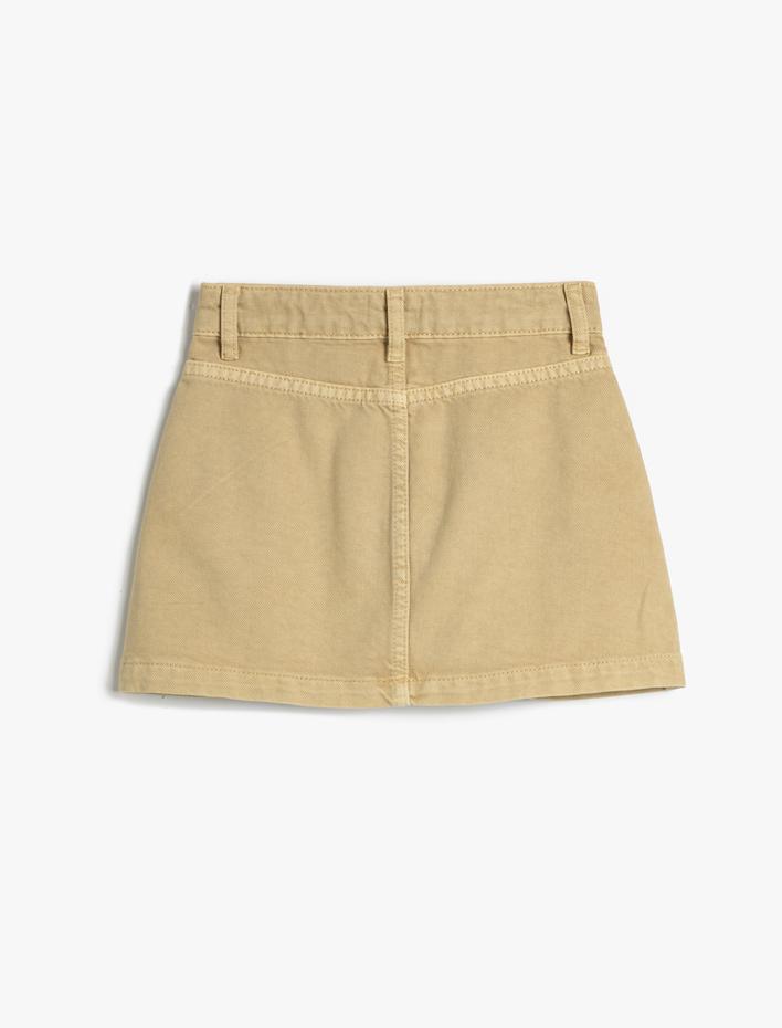 Kız Çocuk Mini Kot Etek Cepli Düğme Kapamalı Pamuklu