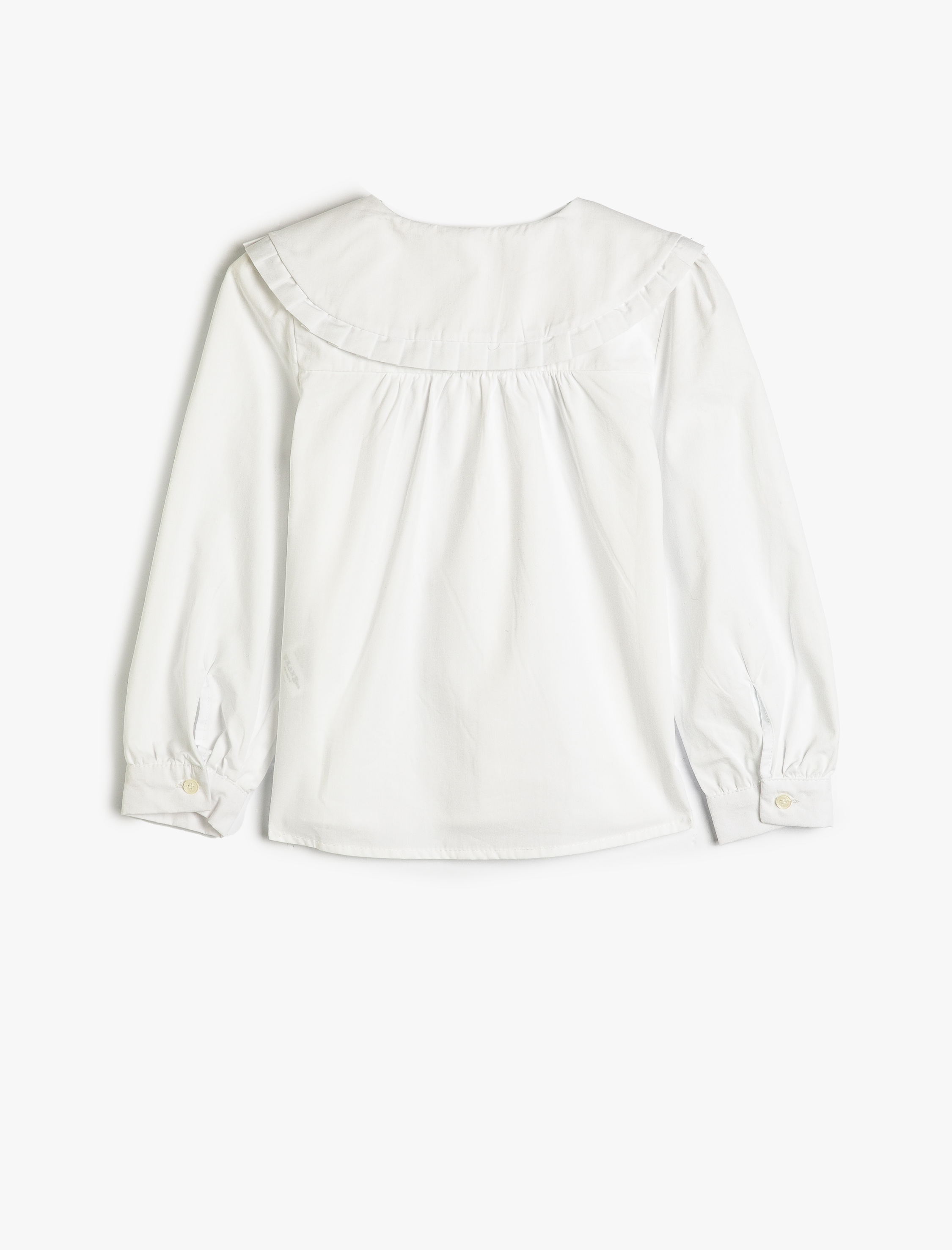  Kız Çocuk Gömlek Bebe Yaka Fırfırlı Uzun Kollu Pamuklu