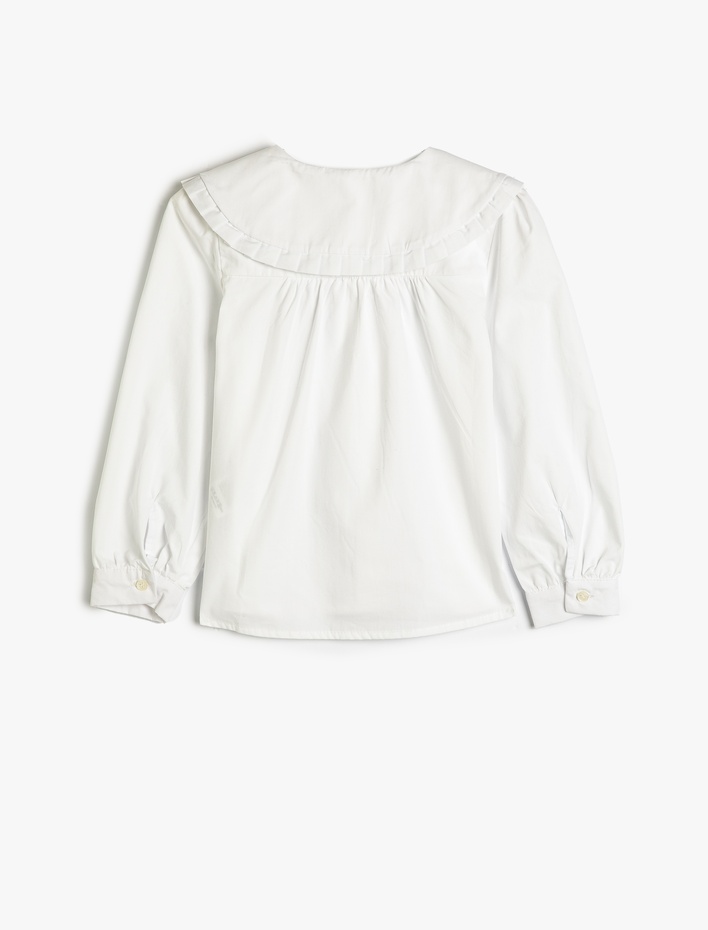 Kız Çocuk Gömlek Bebe Yaka Fırfırlı Uzun Kollu Pamuklu