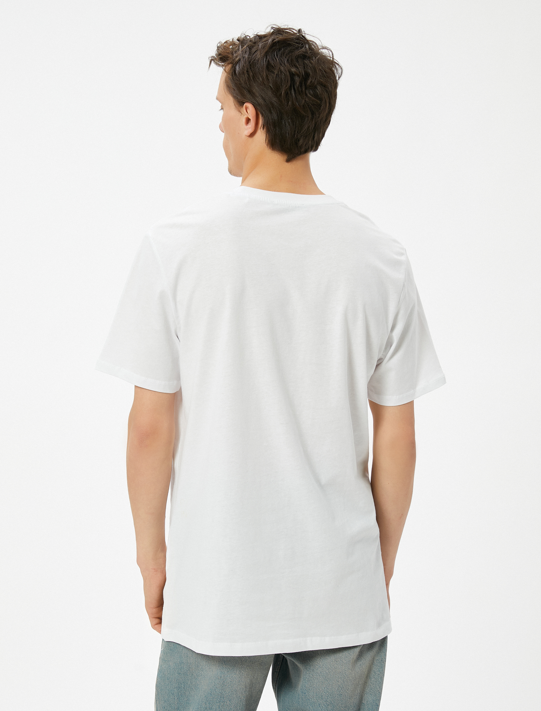   Slogan Baskılı Tişört Slim Fit Bisiklet Yaka Kısa Kollu