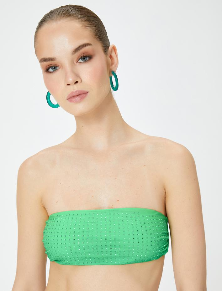  Koton X Sibil Çetinkaya - Straplez Taş Baskılı Bikini Üstü