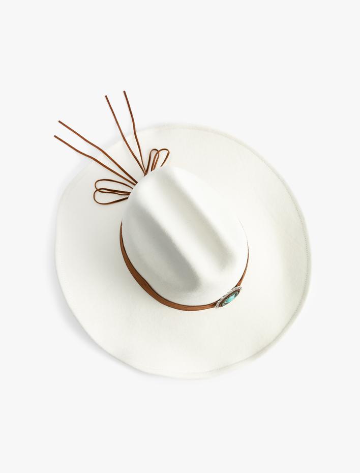 Kadın Kaşe Fötr Şapka Taşlı Aksesuar Detaylı - Koton X Zeynep Bastık