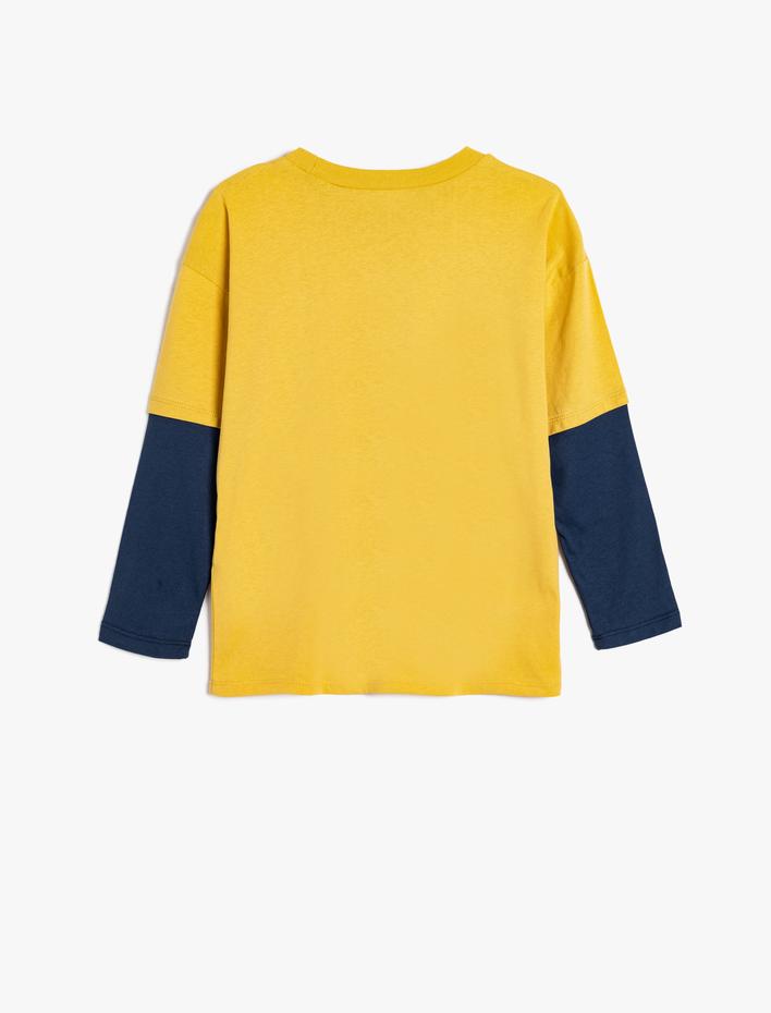 Erkek Çocuk Oversize Tişört Kolej Baskılı Uzun Kollu Bisiklet Yaka Pamuklu