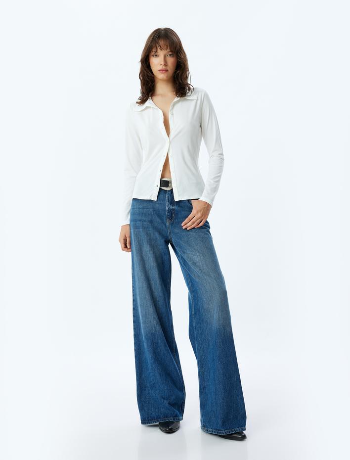  Slim Fit Basic Gömlek Uzun Kollu