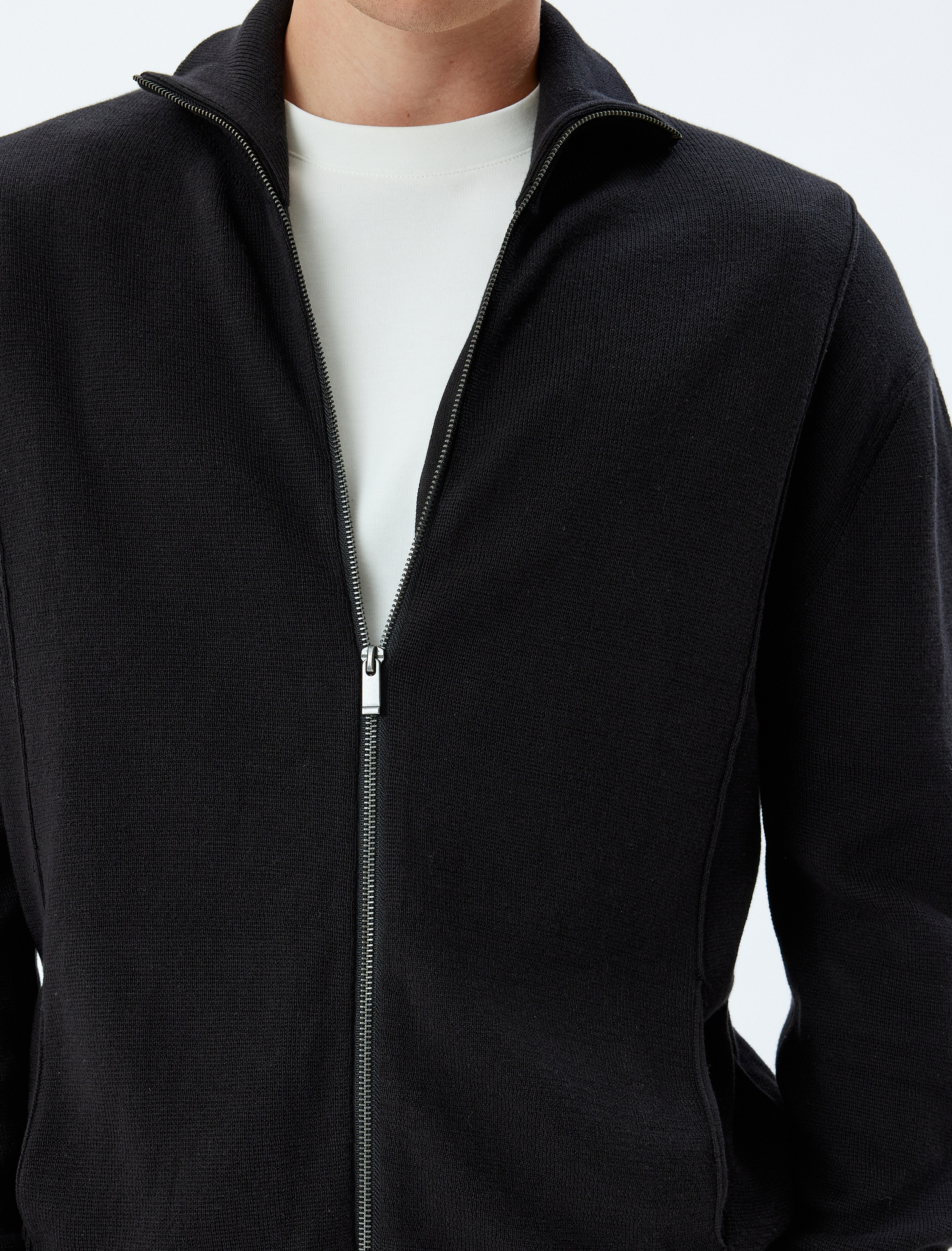   Triko Hırka Fermuarlı Cep Detaylı Basic Pamuklu