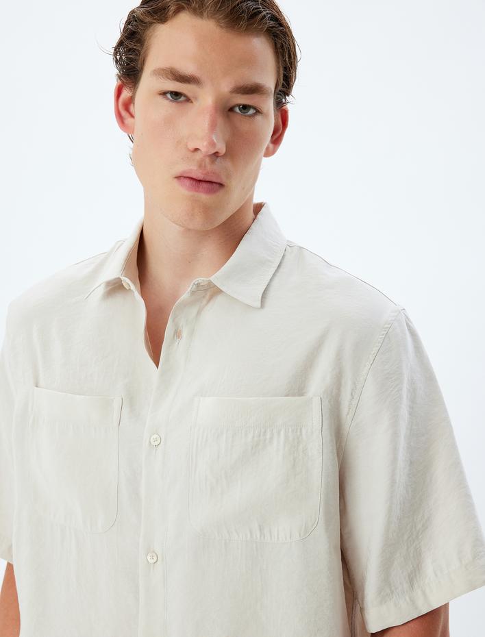  Basic Gömlek Cepli Kısa Kollu Regular Fit