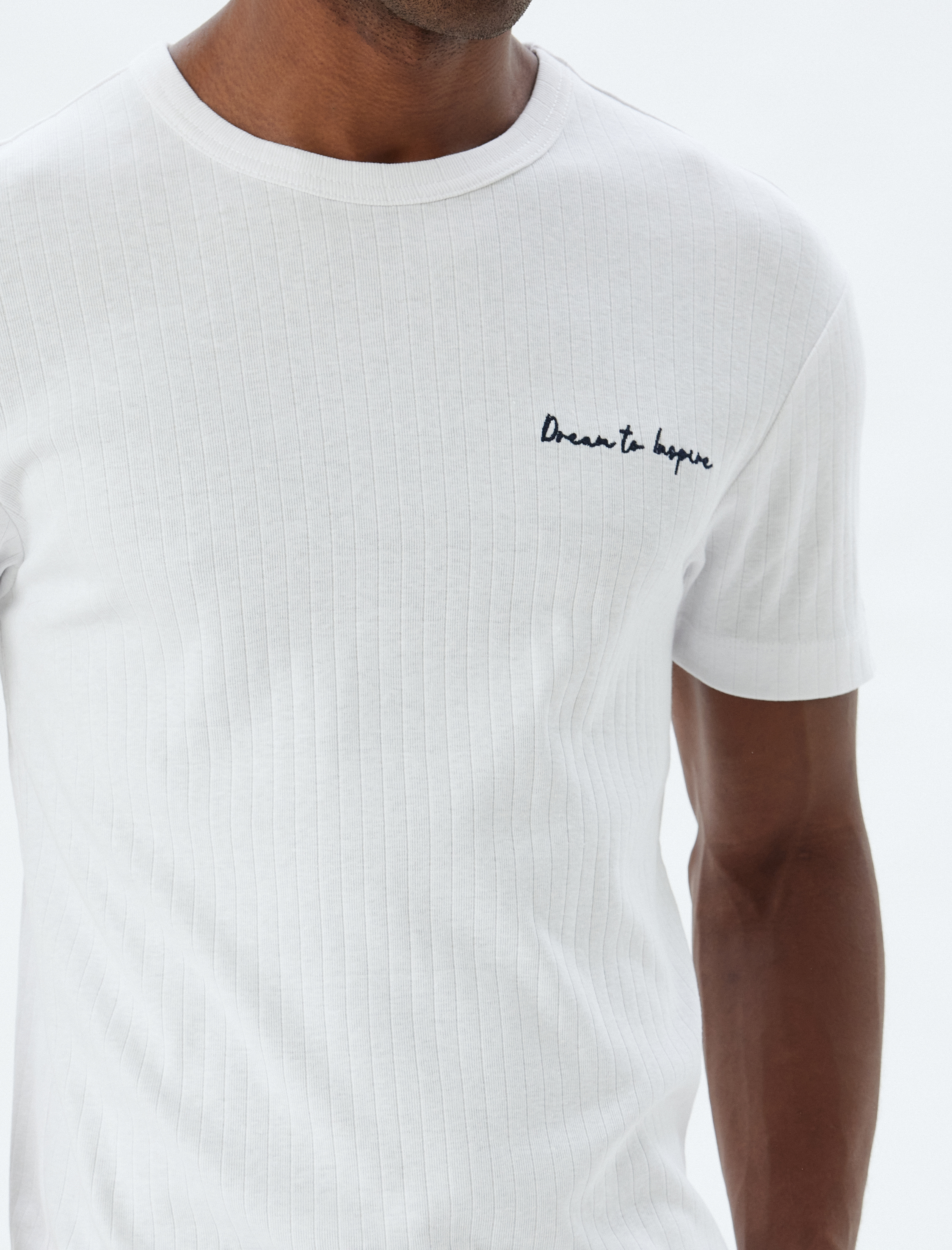   Slogan Baskılı Pamuklu Bisiklet Yaka Kısa Kollu Slim Fit Tişört