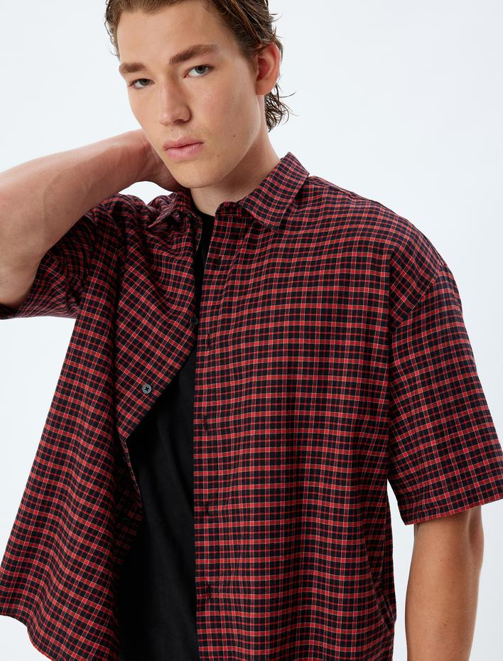  Kısa Kollu Gömlek Desenli Pamuklu Regular Fit