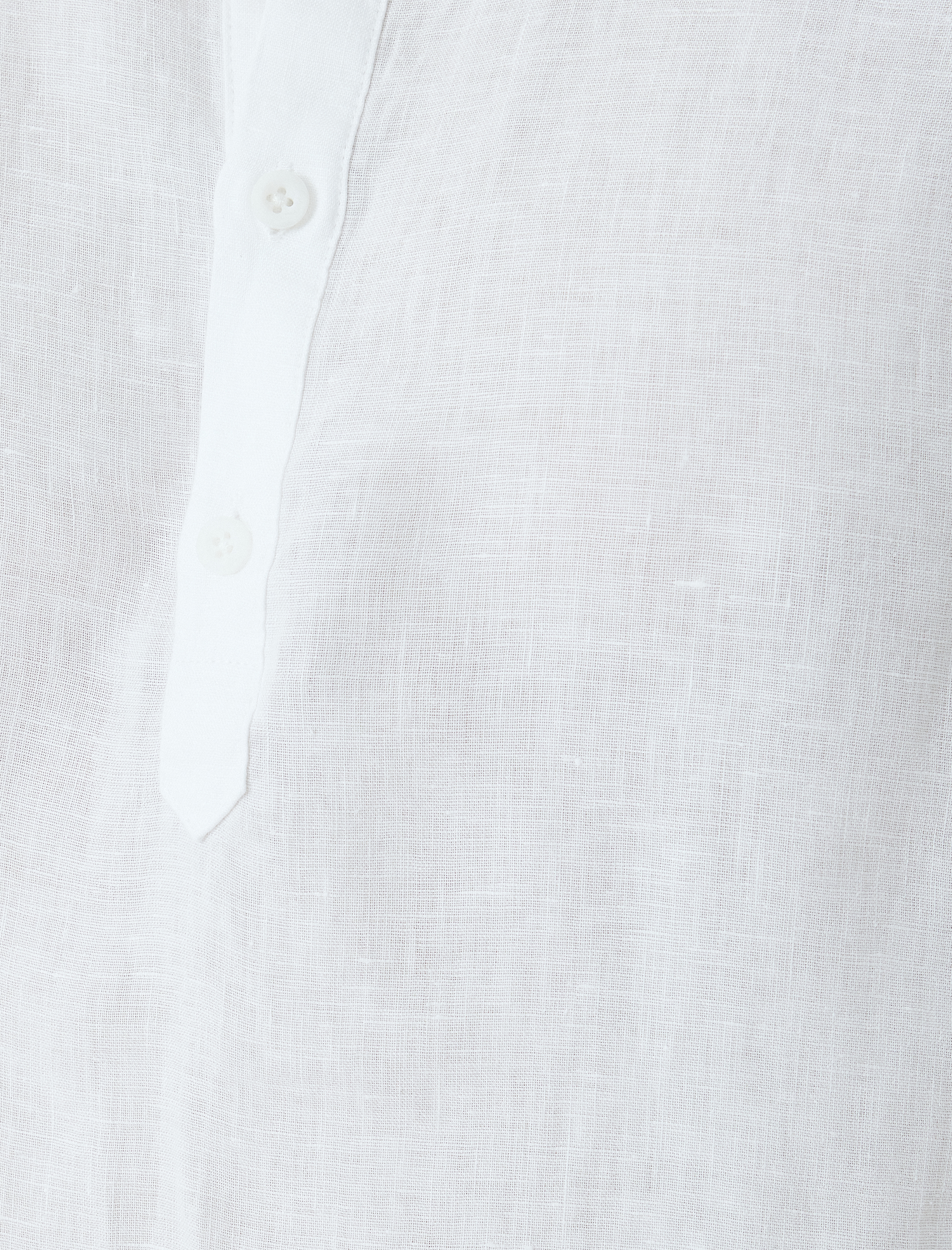   Yakasız Keten Gömlek Uzun Kollu Düğme Detaylı Regular Fit