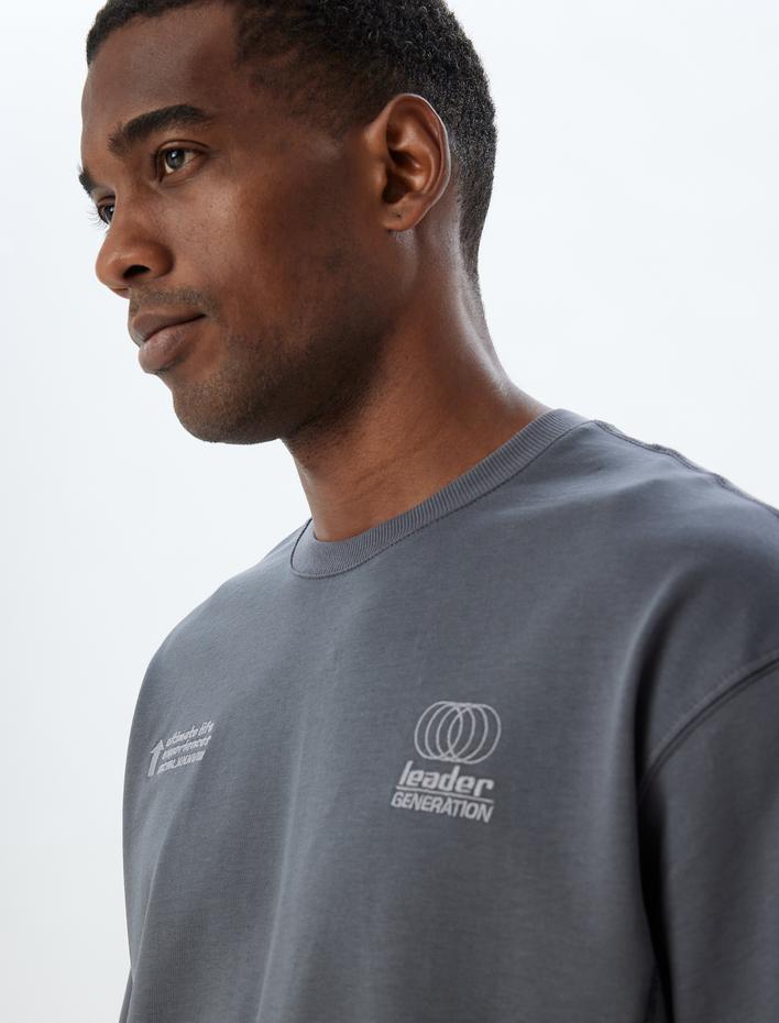  Slogan Baskılı Pamuklu Bisiklet Yaka Kısa Kollu Oversize Tişört