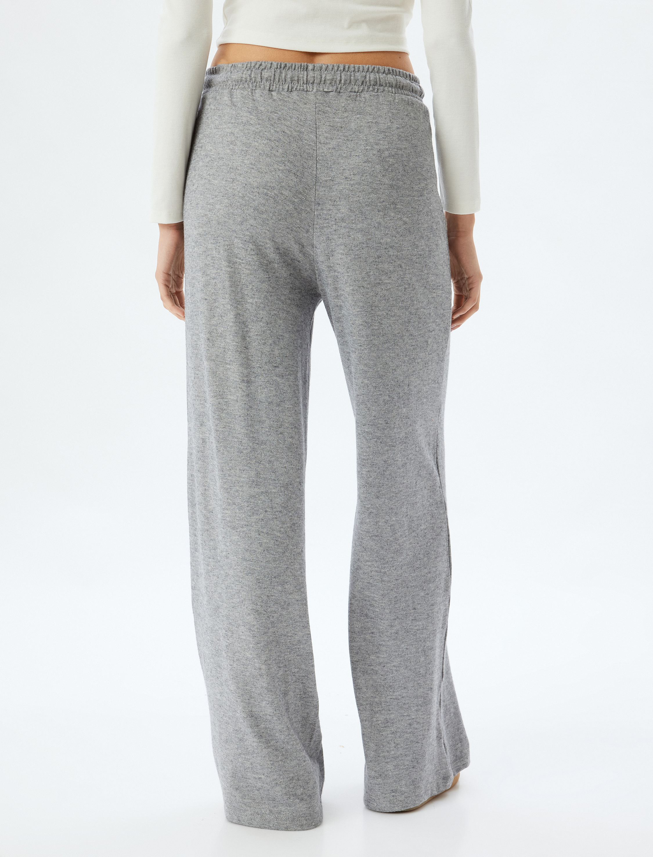   Beli Bağlamalı Düz Bol Paça Eşofman Altı