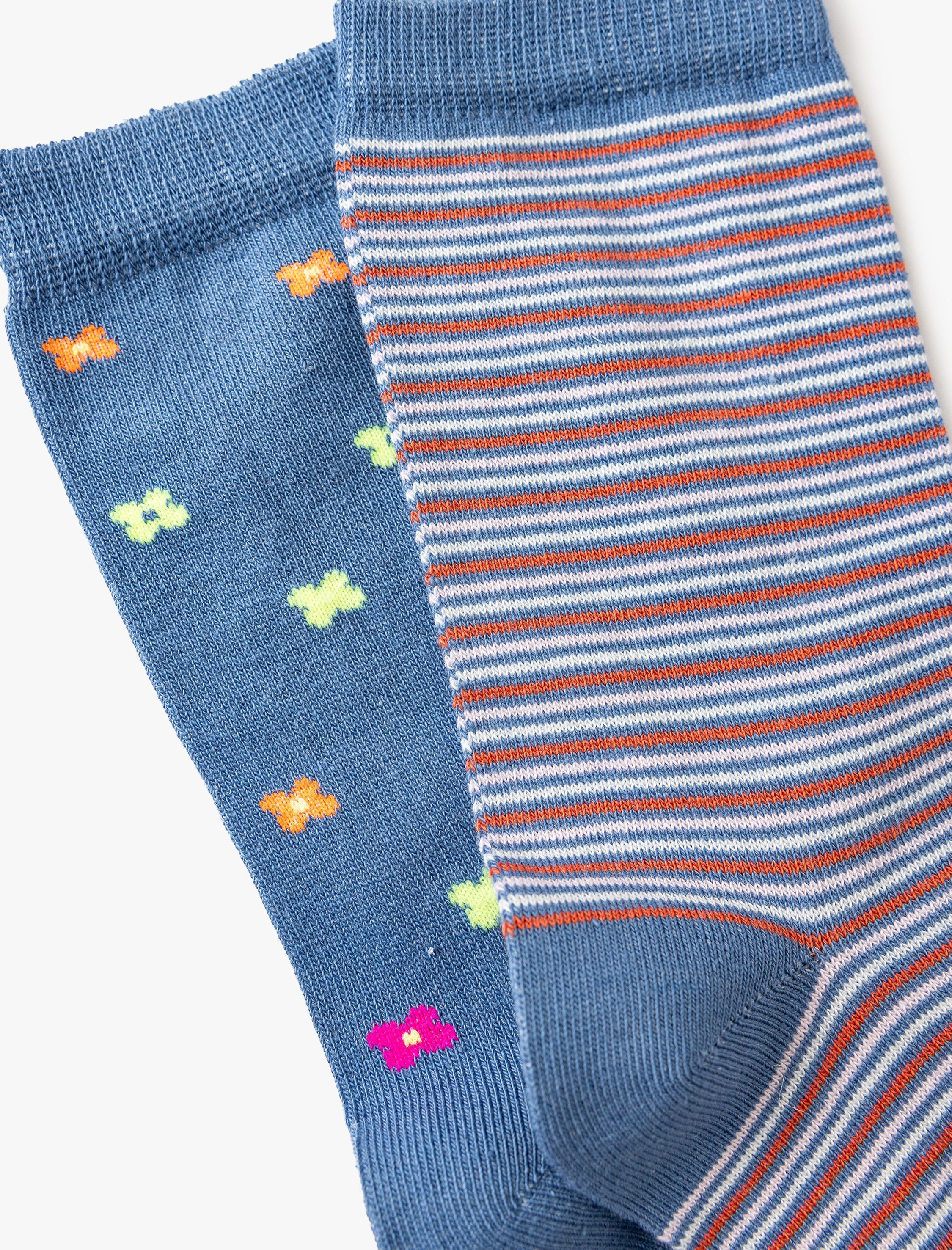  Kadın Çizgili 2'li Soket Çorap Seti Çok Renkli