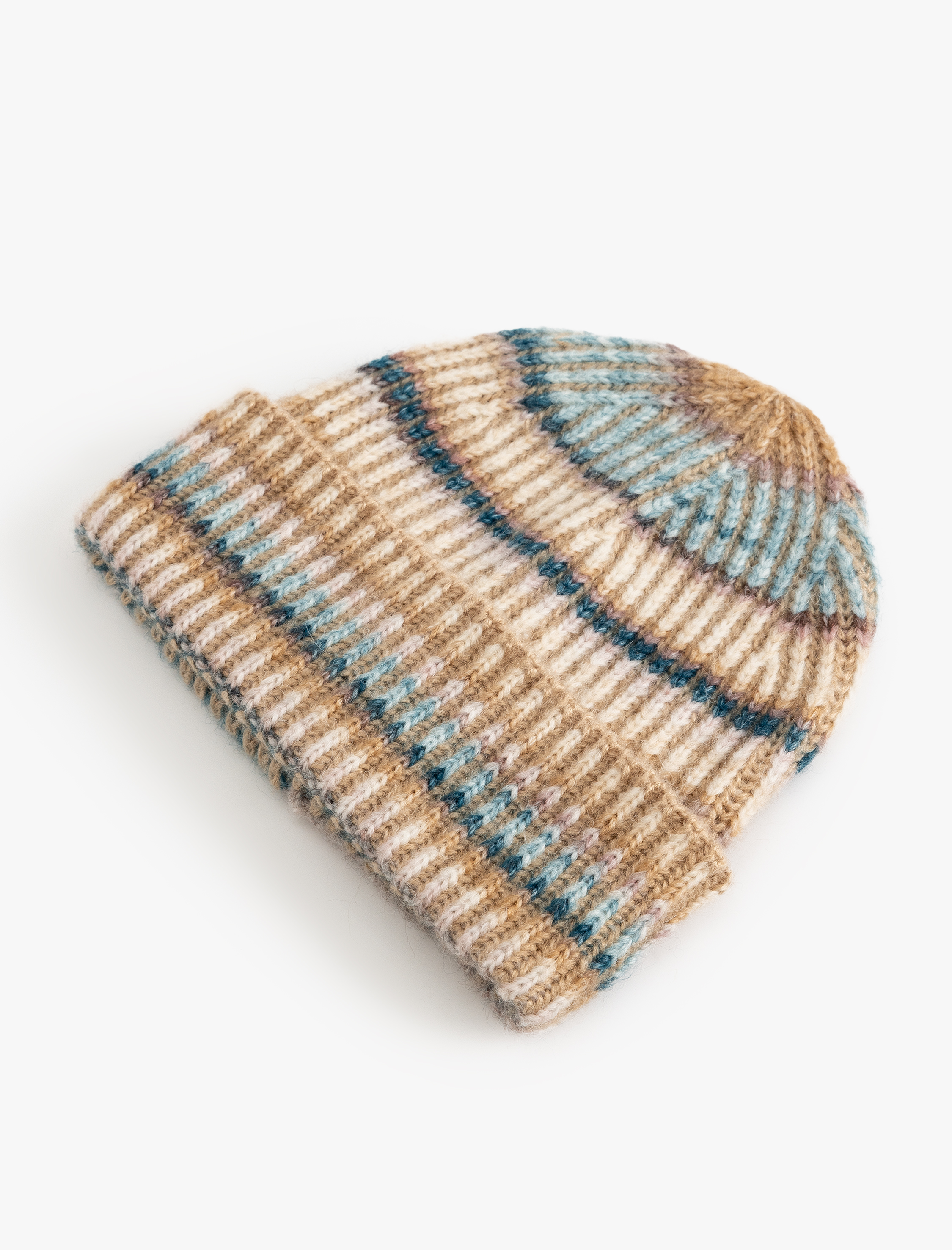  Kadın Örgü Bere Katlı Renk Bloklu