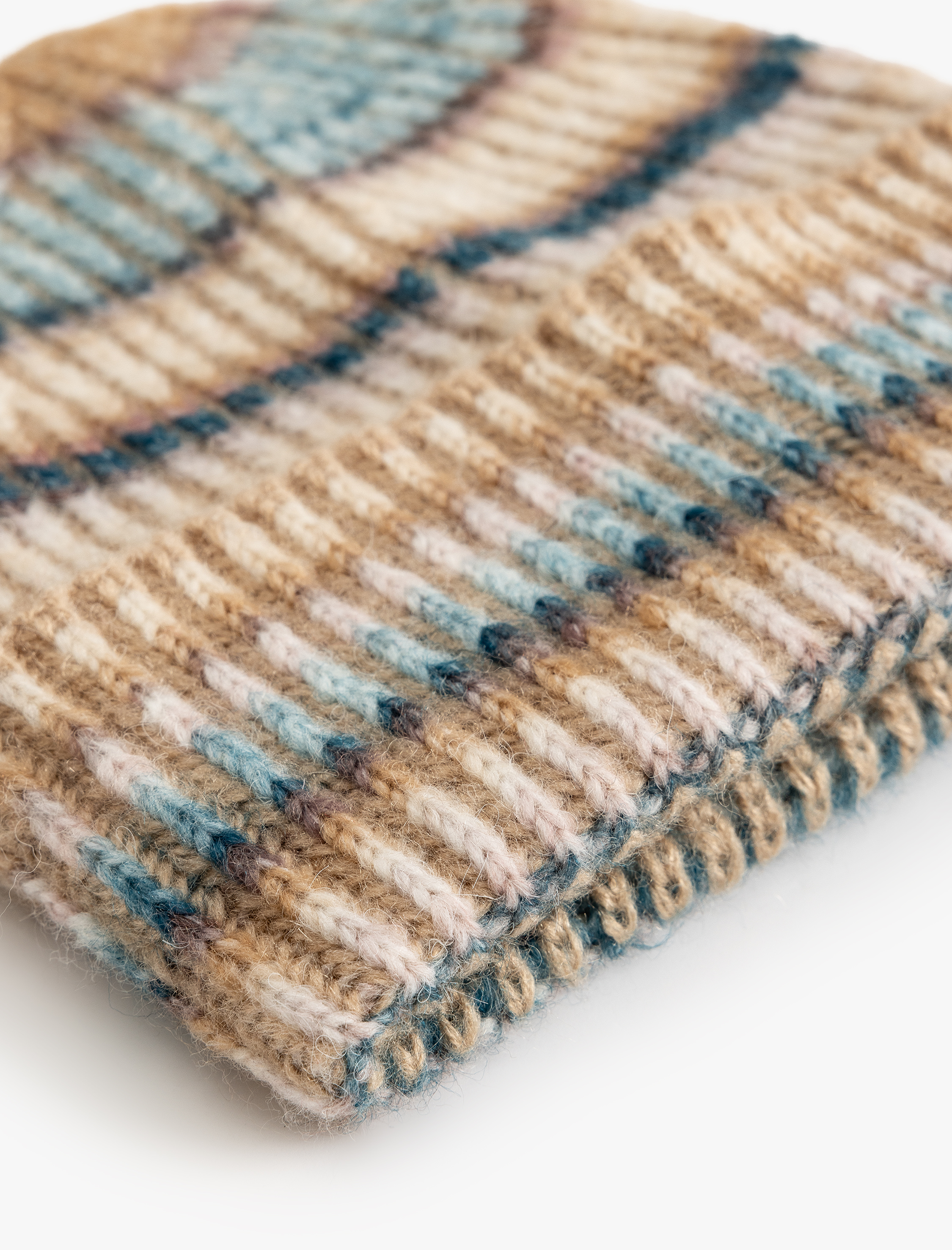  Kadın Örgü Bere Katlı Renk Bloklu