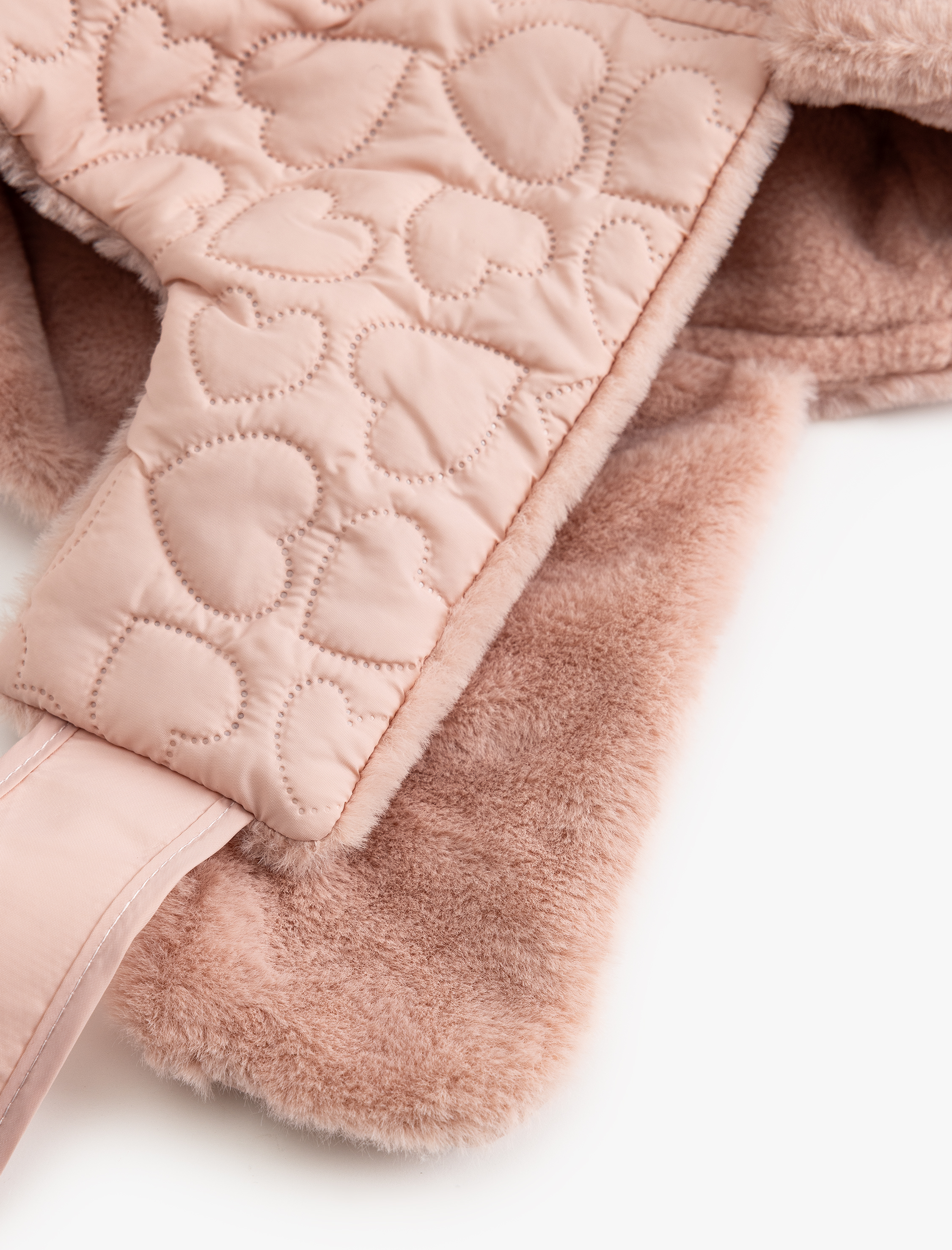  Kız Çocuk Pilot Şapka Kulak Kapaklı Peluş Detaylı Kalpli Kapitoneli