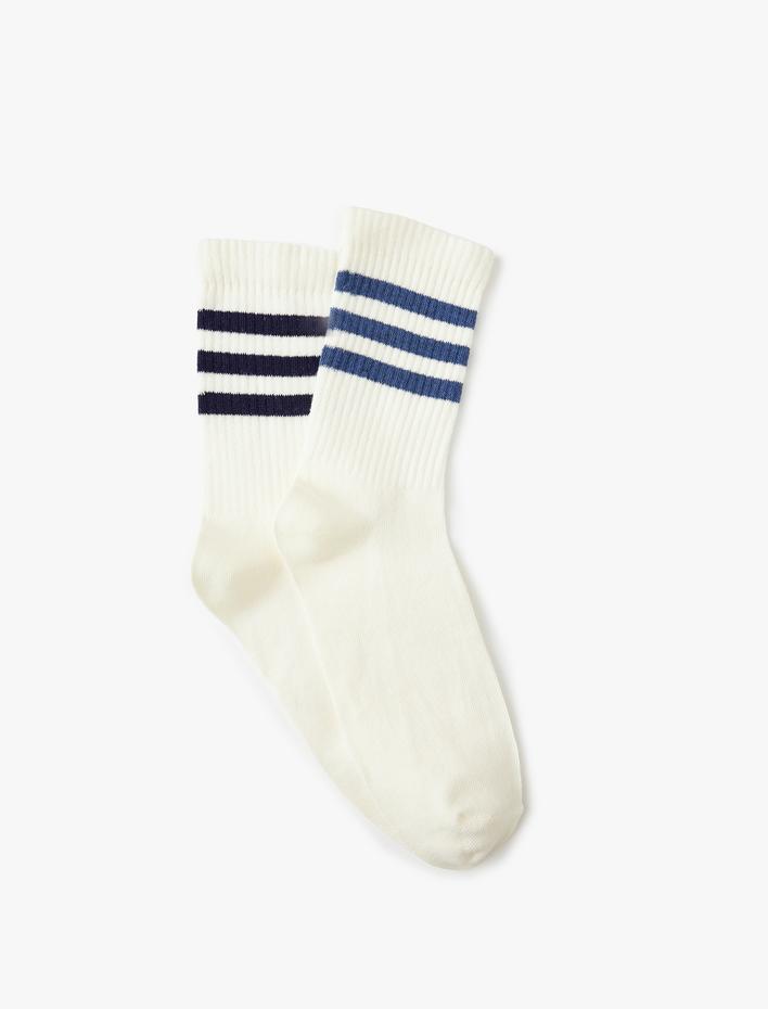 Kadın 2'li Tenis Çorap Seti Şerit Detaylı